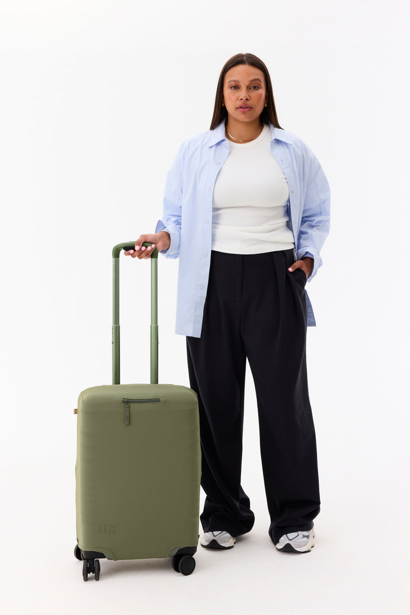 BÉIS 'The Carry-On Luggage Cover' in Olive - Green Carry-On Luggage Cover Protector