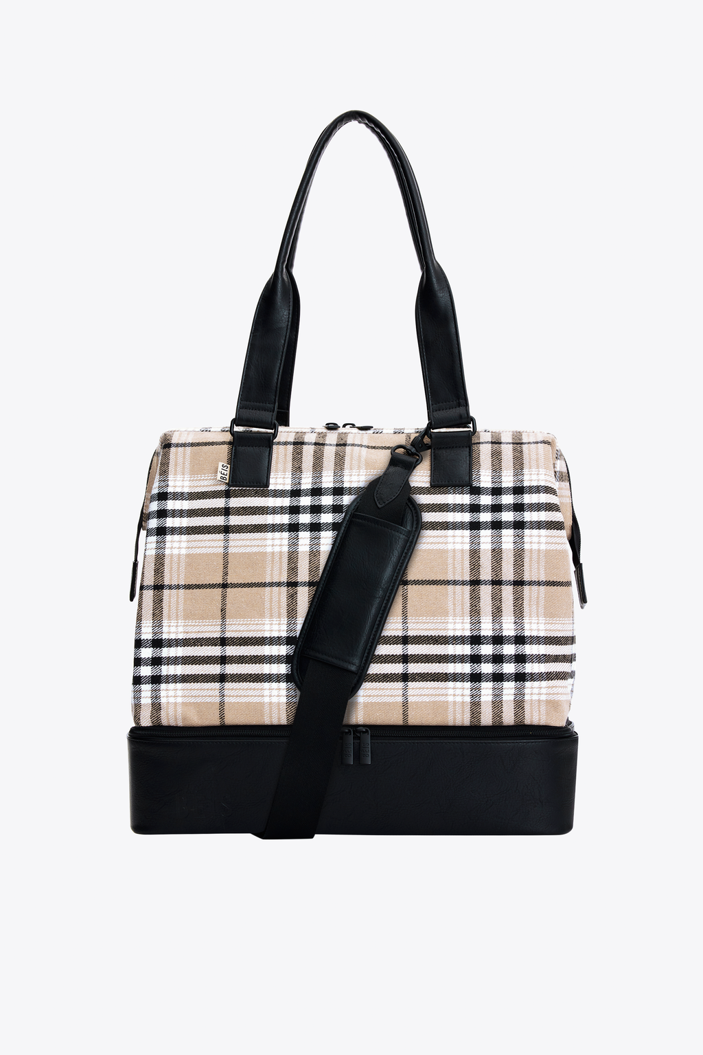 BÉIS 'The Mini Weekender' in Plaid - Small Plaid Duffle Bag