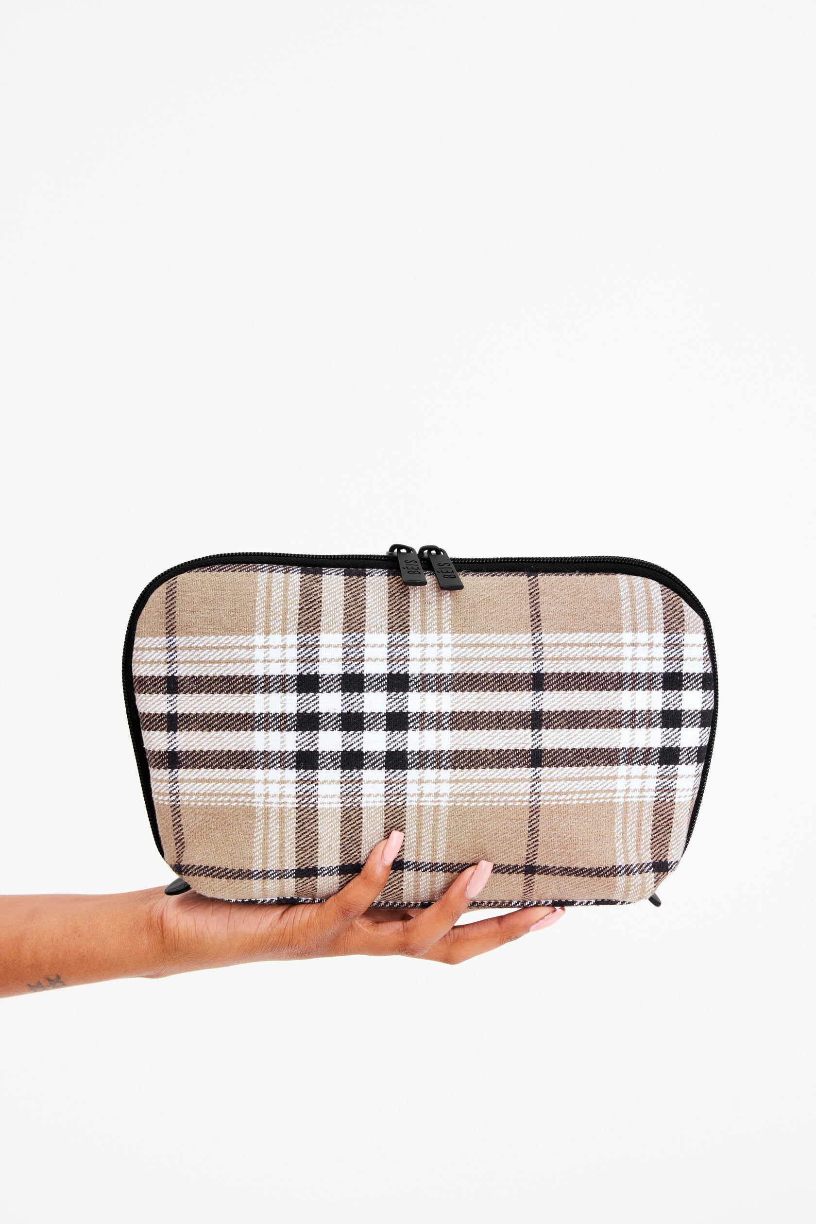 BÉIS 'The Cosmetic Pouch Set' in Plaid Plaid Makeup Bag Set & Travel Cosmetic Cases
