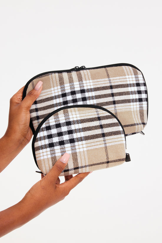 BÉIS 'The Cosmetic Pouch Set' in Plaid Plaid Makeup Bag Set & Travel Cosmetic Cases