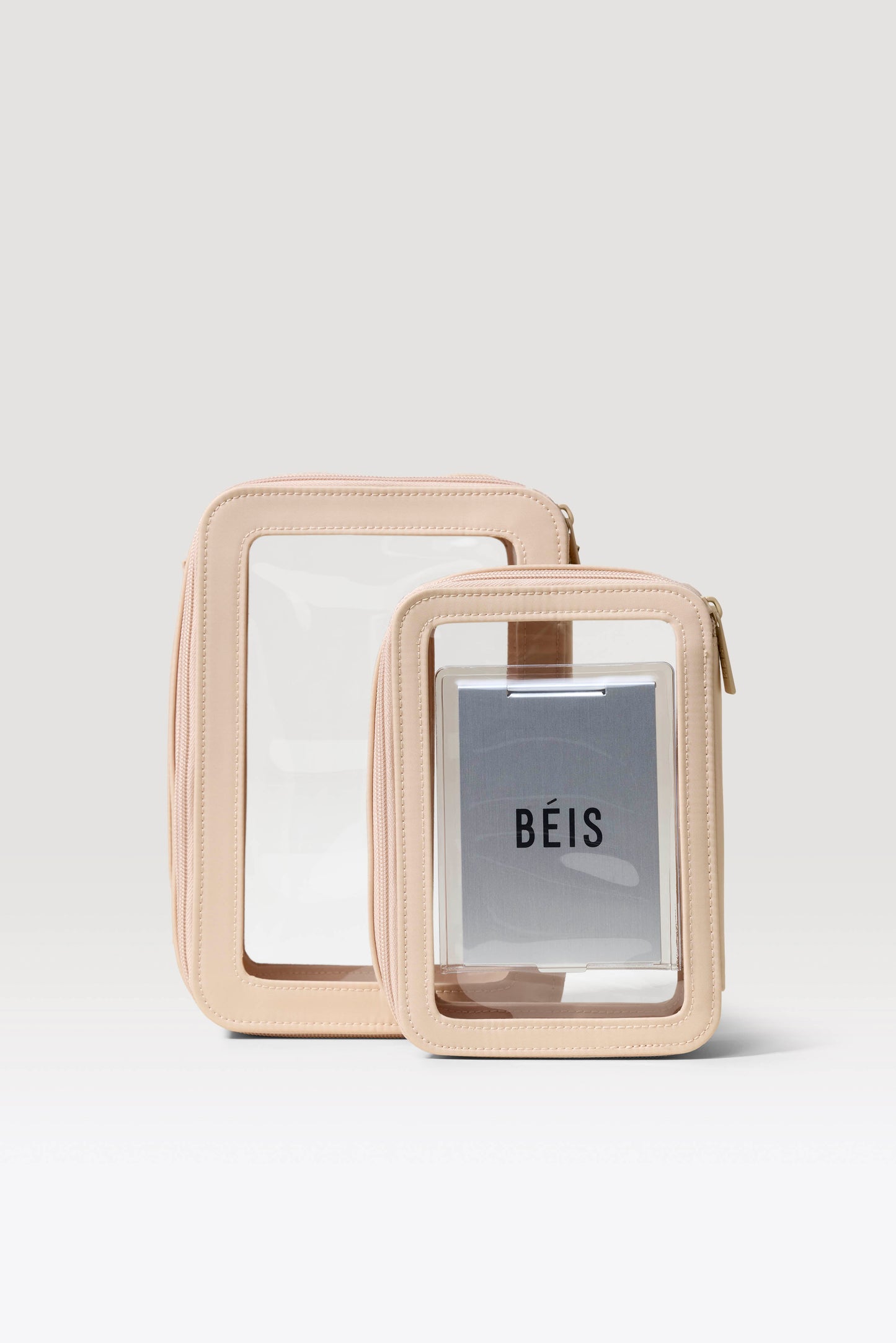 beige travel makeup bag Puffy for Women, Compact Cosmetic Organiser for Girl, Cute Lightweight Pouch, Open Flat Water-Repellent Make Up Bag, go glam with our Mini Makeup Bag for Purse Personalized Beige Toiletry Bag. Travel