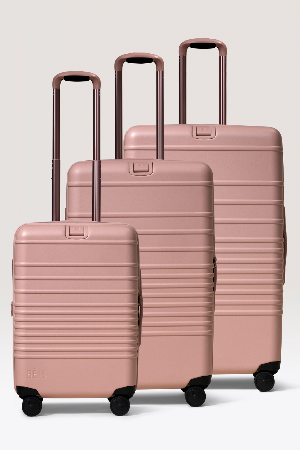 BÉIS 'The NEW 3 Piece Luggage Set' in Atlas Pink
