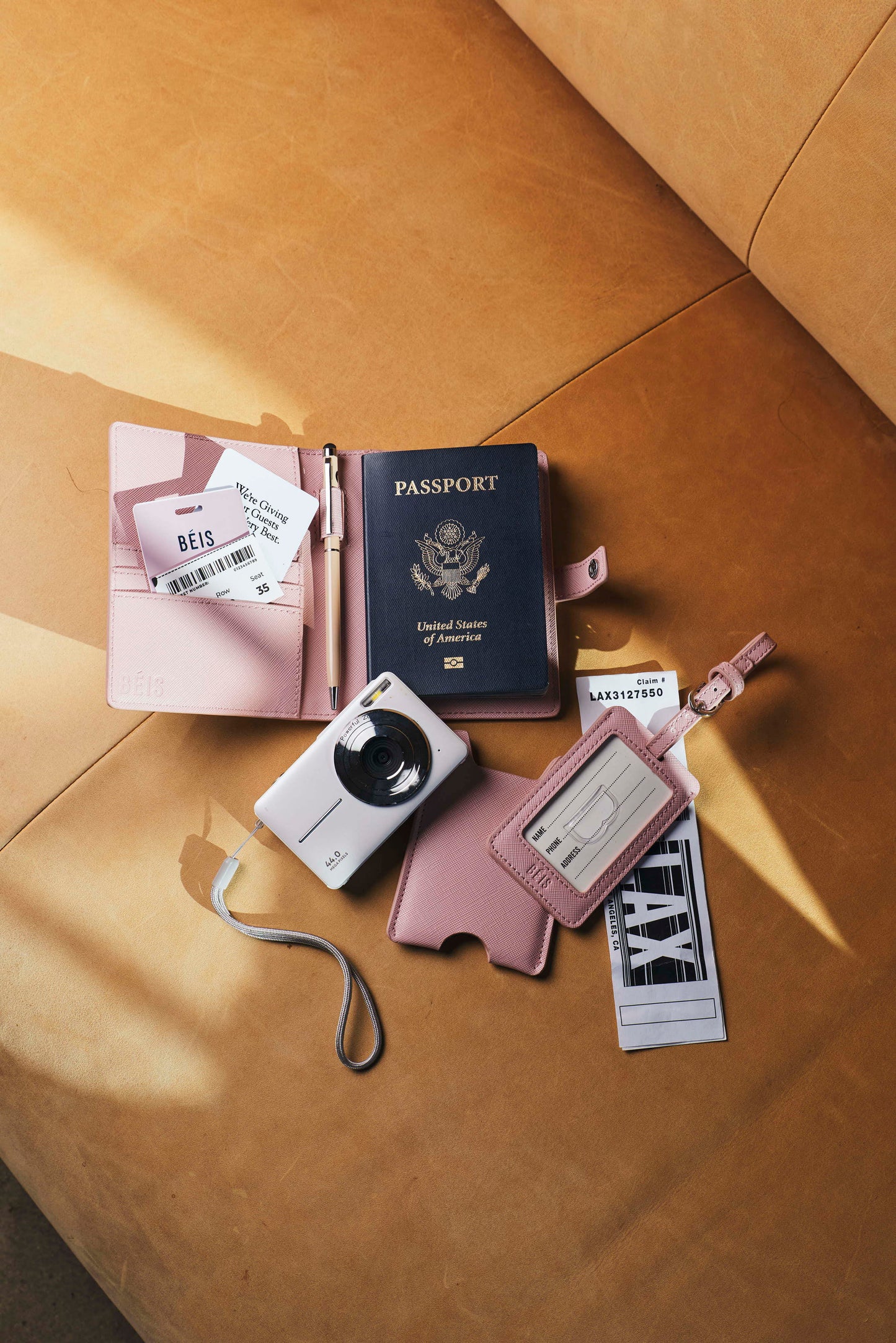 The Passport & Luggage Tag Set in Atlas Pink