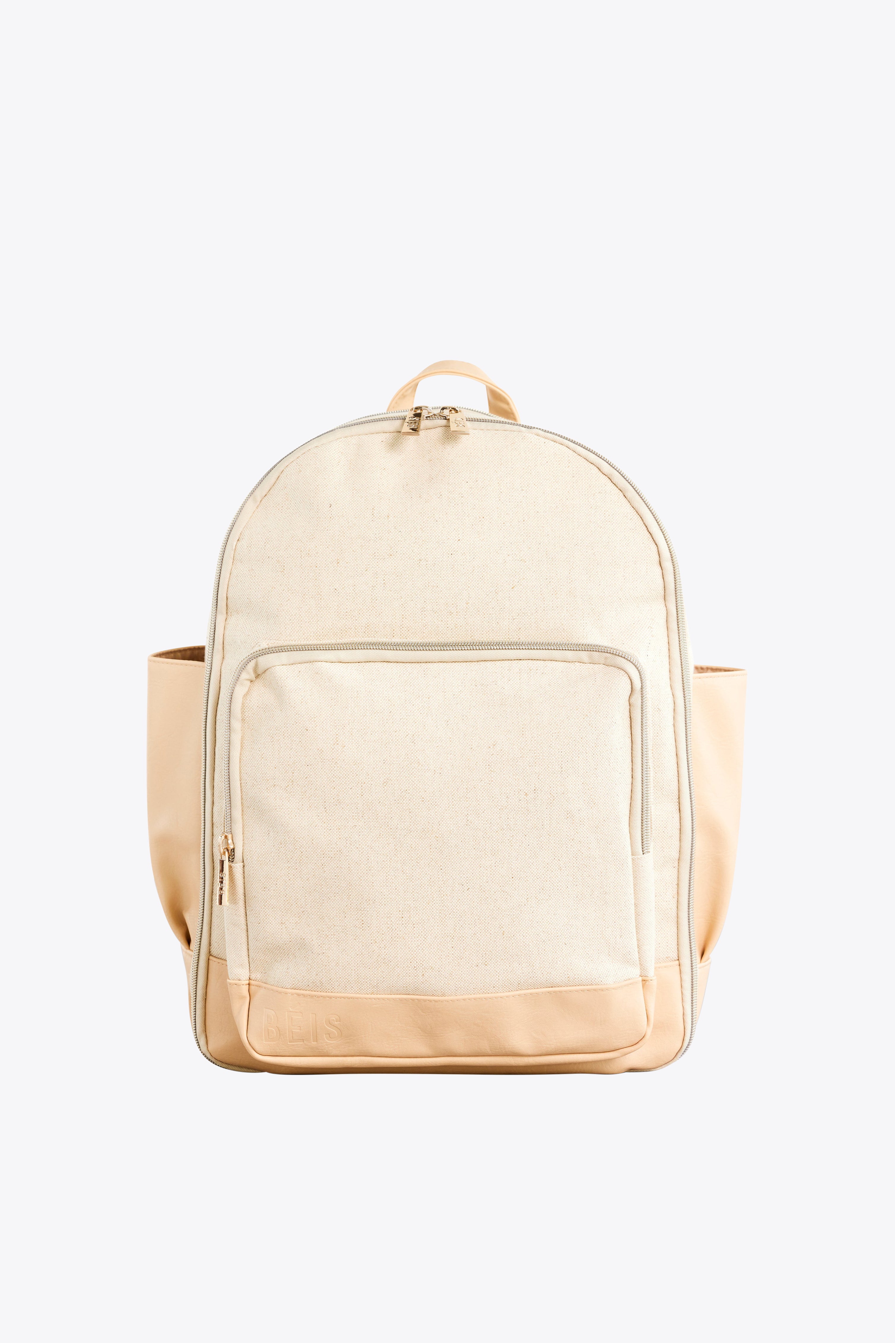 BÉIS 'The Backpack' in Biege - Beige Travel Backpack & Laptop Backpack