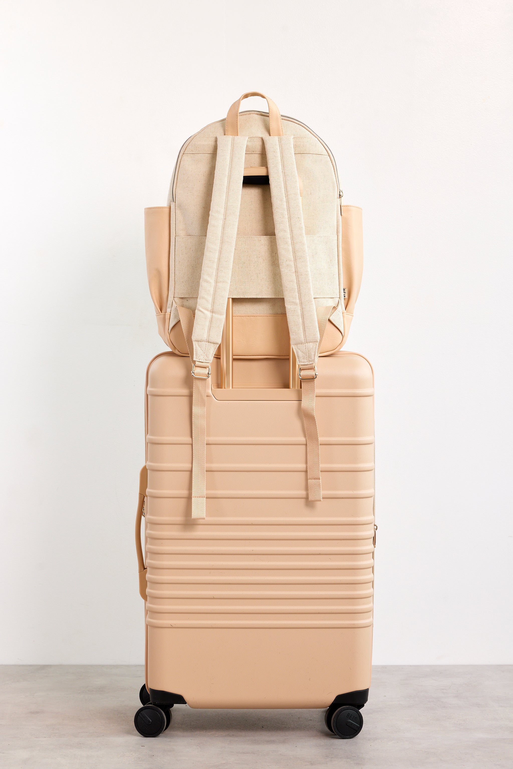 BÉIS 'The Backpack' in Beige - Beige Carry-On Travel Backpack & Laptop ...
