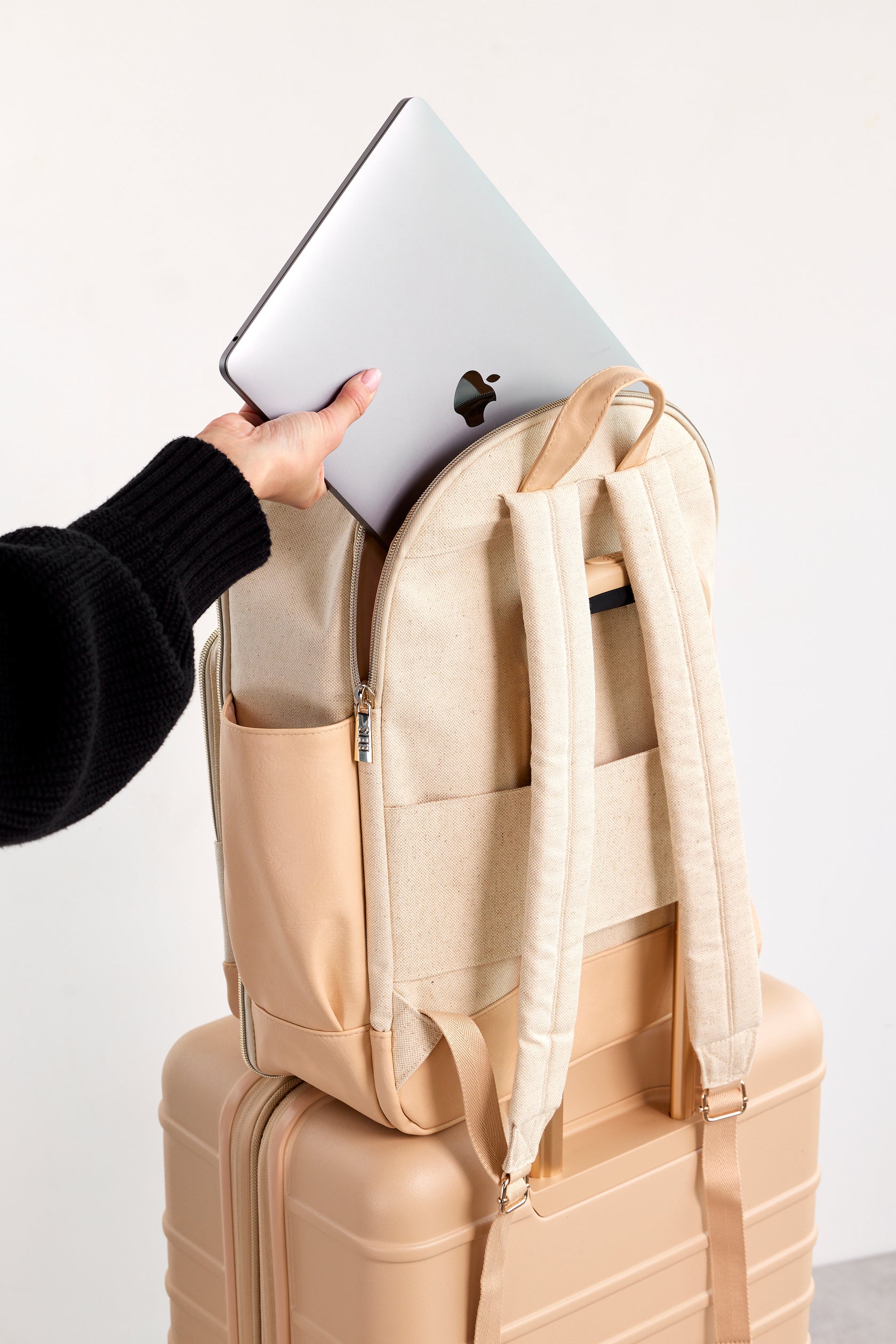 BÉIS 'The Backpack' in Beige - Beige Carry-On Travel Backpack & Laptop ...