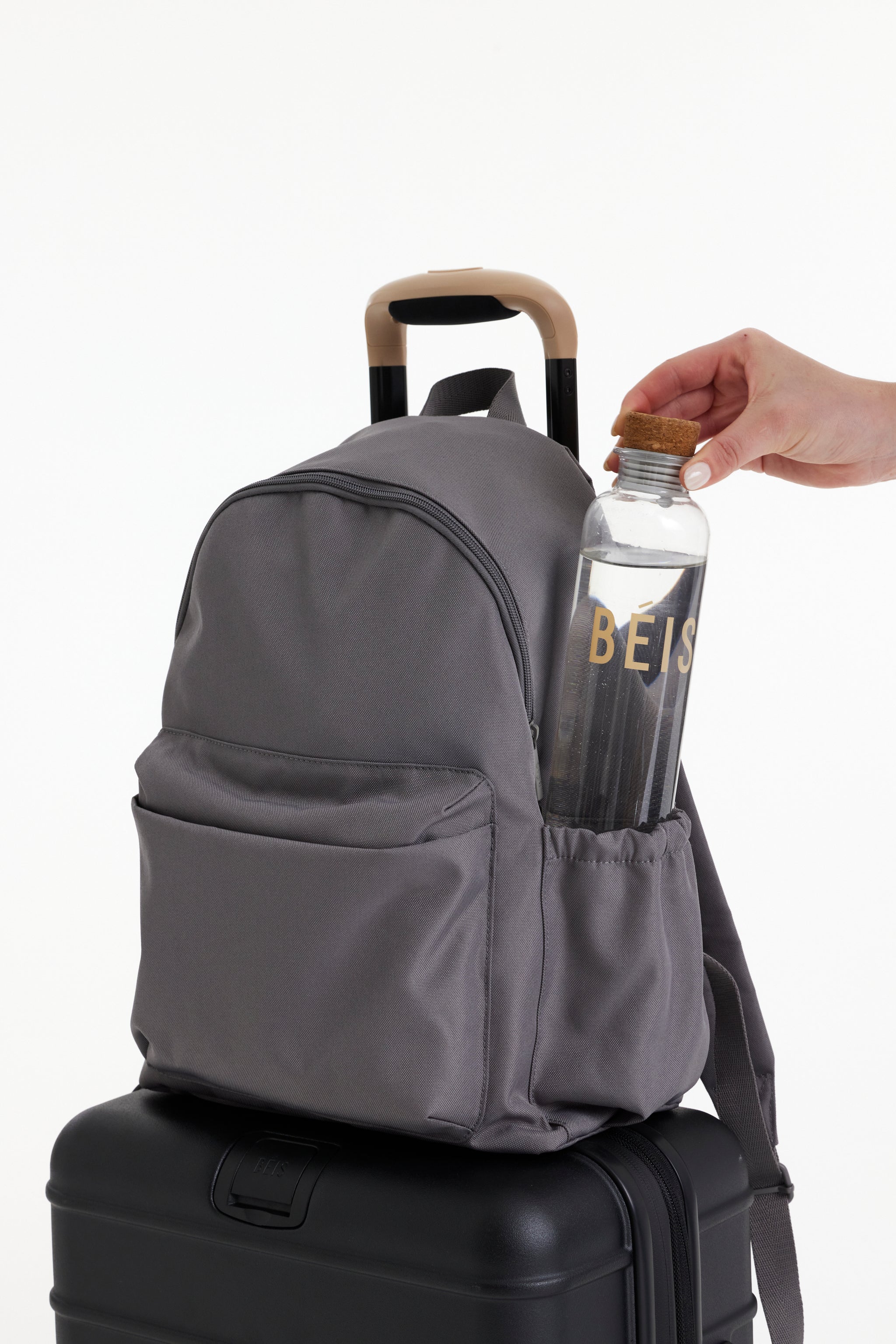 BÉIS 'The BEISICS Backpack' in Grey Backpack For Work & Travel With