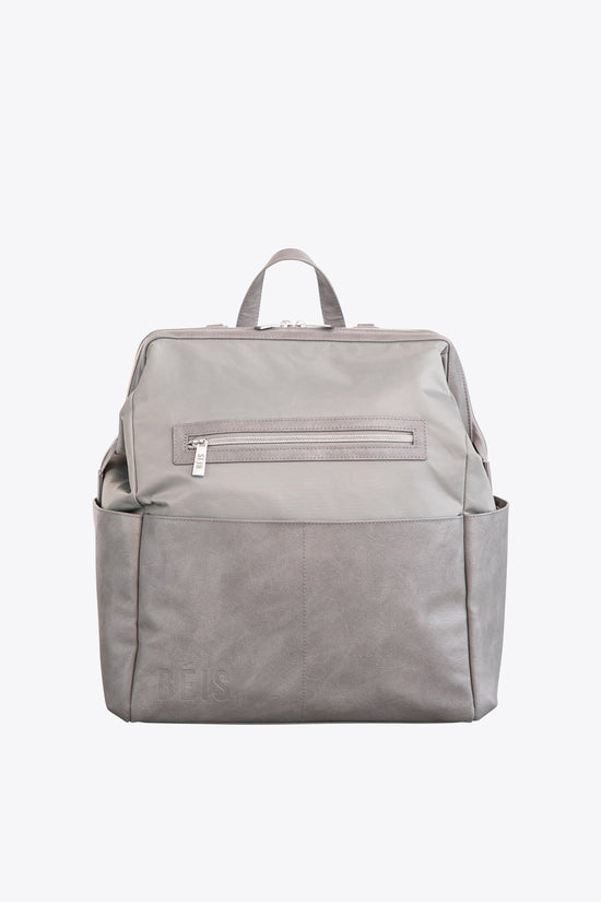 Béis 'The Backpack Diaper Bag' in Grey - Chic Diaper Backpack