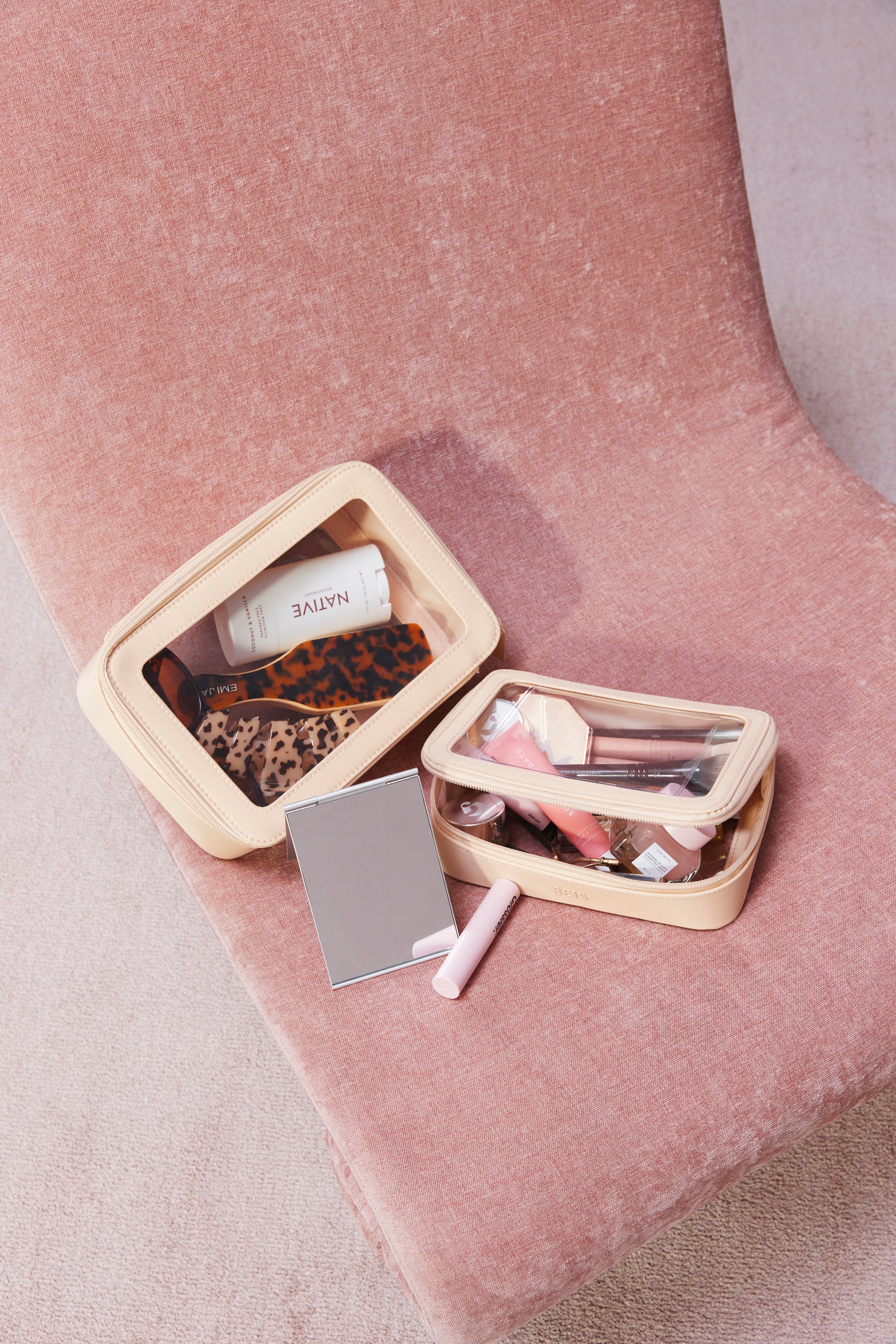 beis makeup travel bag The Small Cosmetic Pouch in Espresso brush holders NWT Beis x Wicked Toiletry