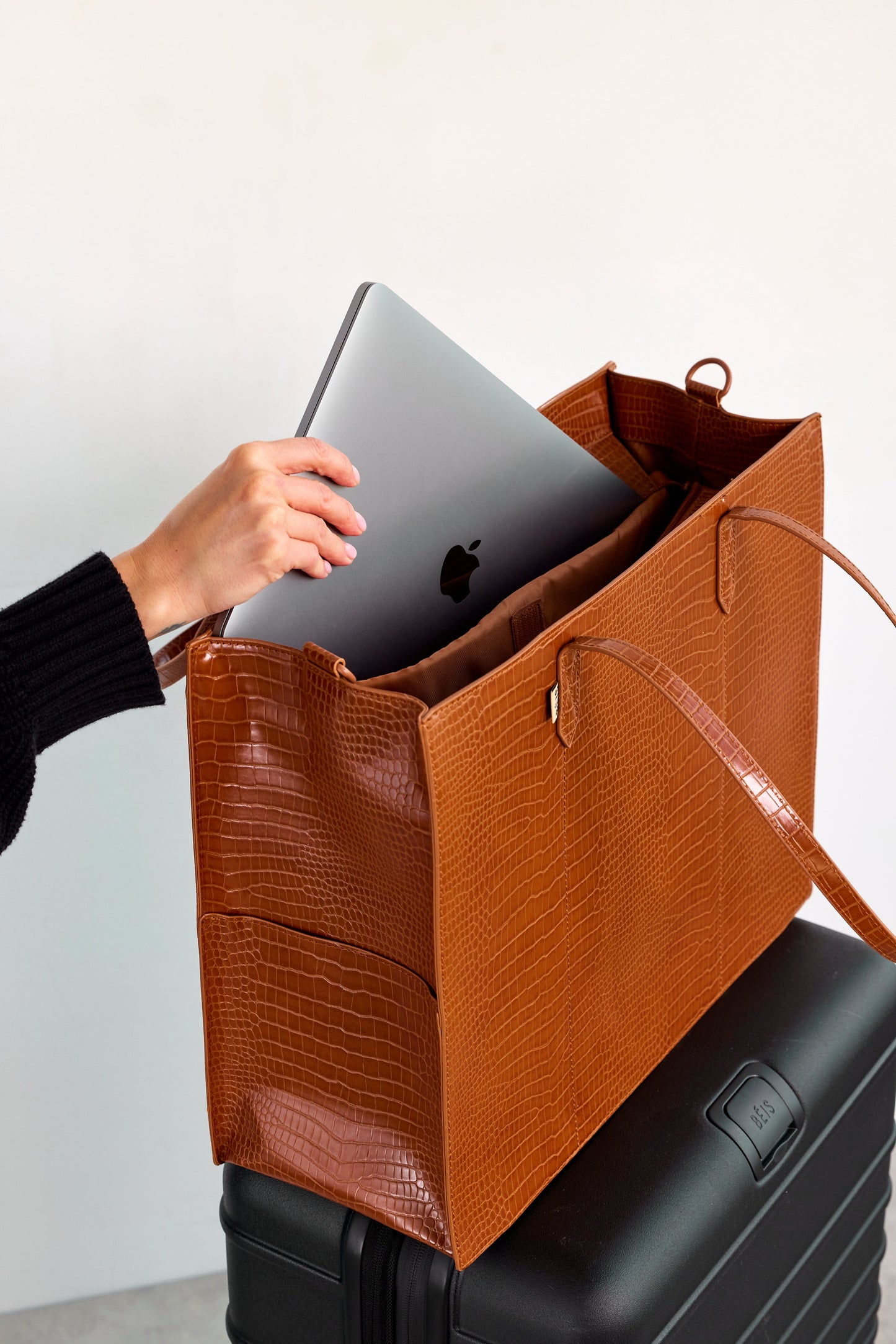 Resale The Large Work Tote in Cognac Croc