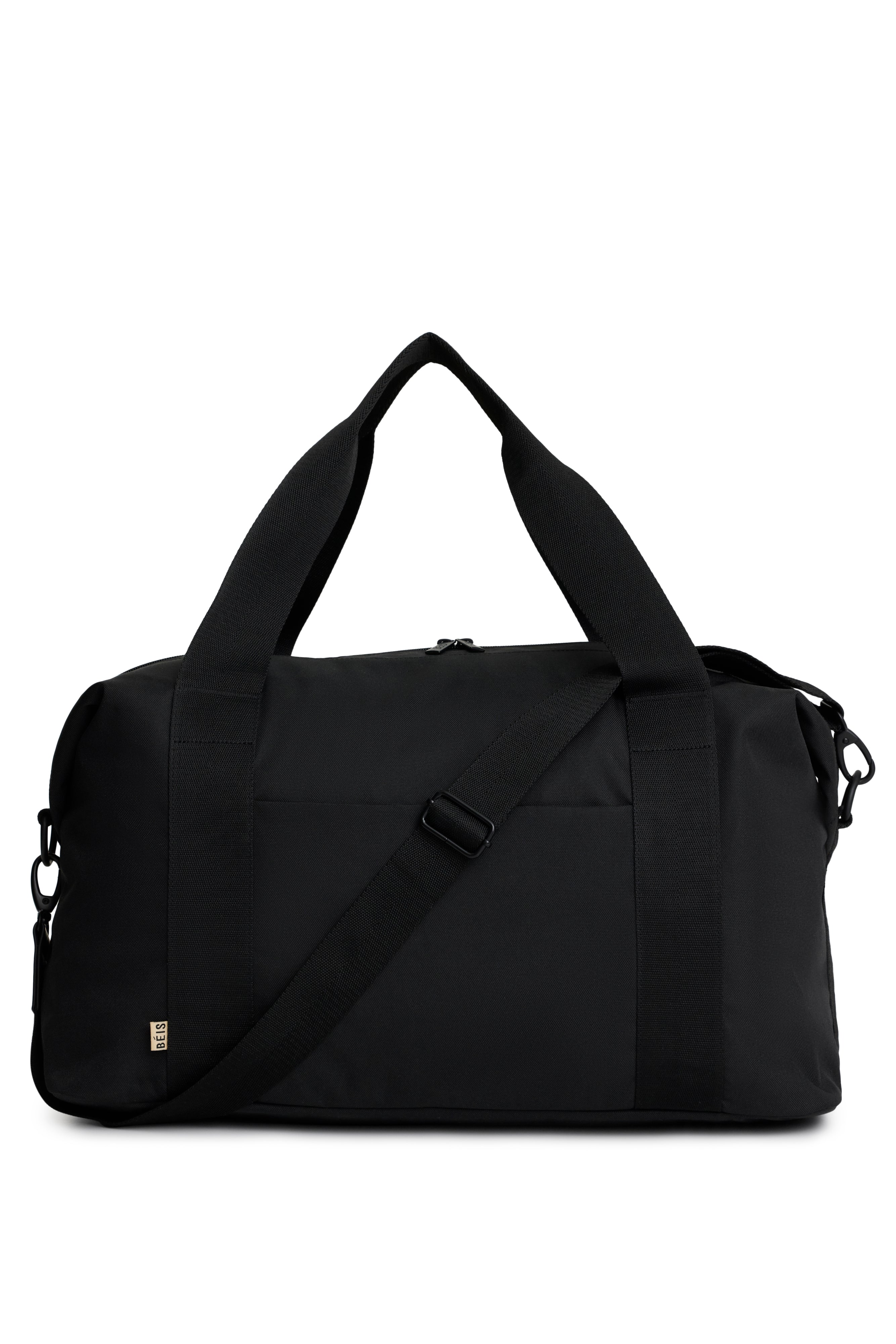 Black Croco Textured Leather Duffle Bag