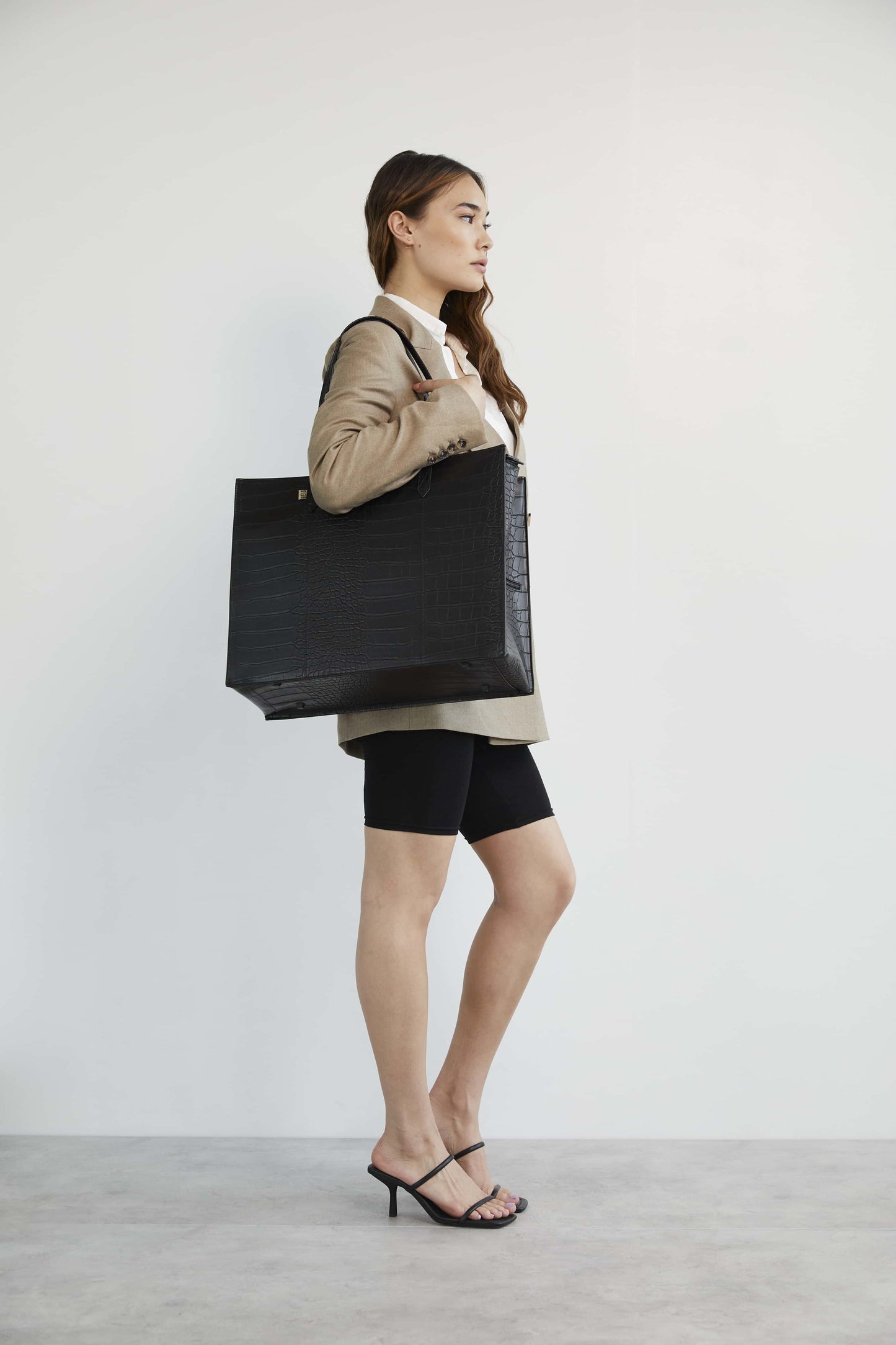 Resale The Large Work Tote in Black Croc