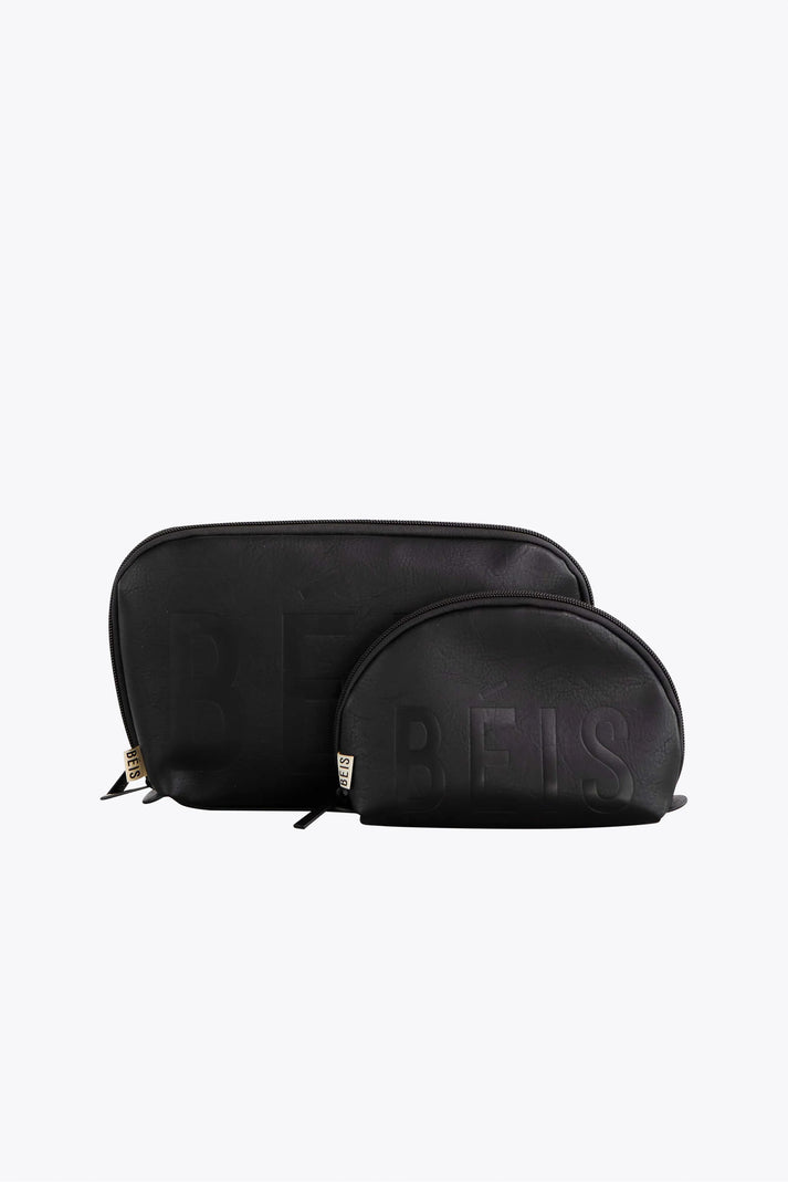 BÉIS 'The Cosmetic Pouch Set' in Black - Makeup Bag Set & Cosmetic ...