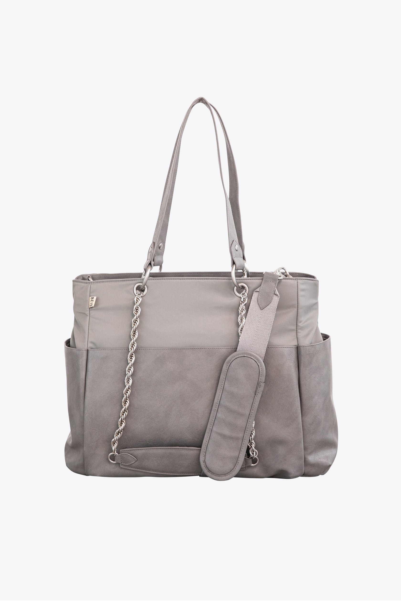 BÉIS 'The Diaper Bag' in Grey - Fancy Diaper Bag & Large Tote Diaper Bags