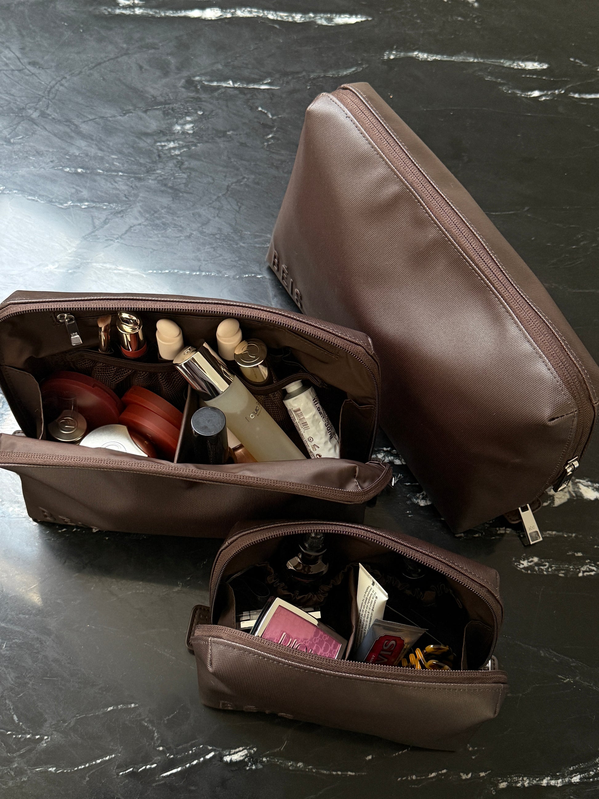 BEIS The Medium Cosmetic Pouch in Espresso