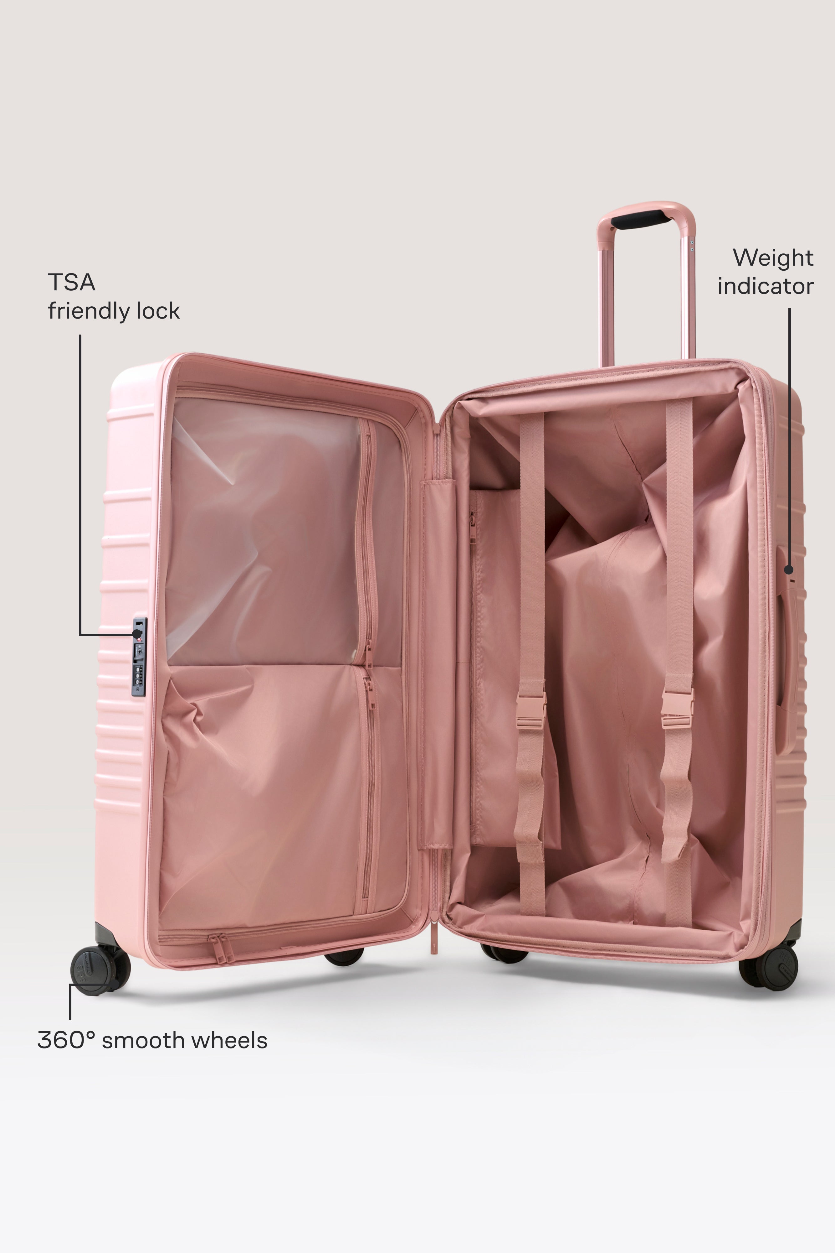 BÉIS 'The Large Check-In Roller' in Atlas Pink - 29 inch Check in