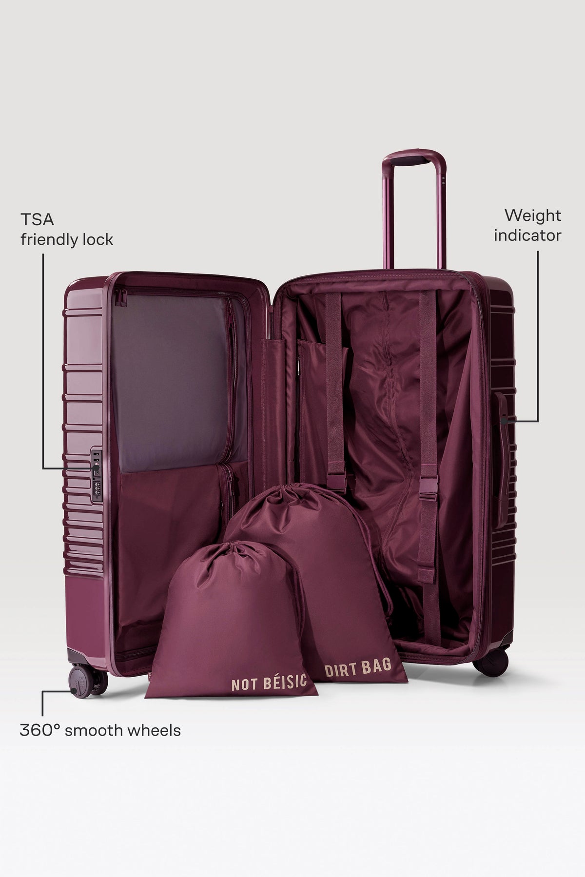 The Large Check-In Roller in Glossy Plum