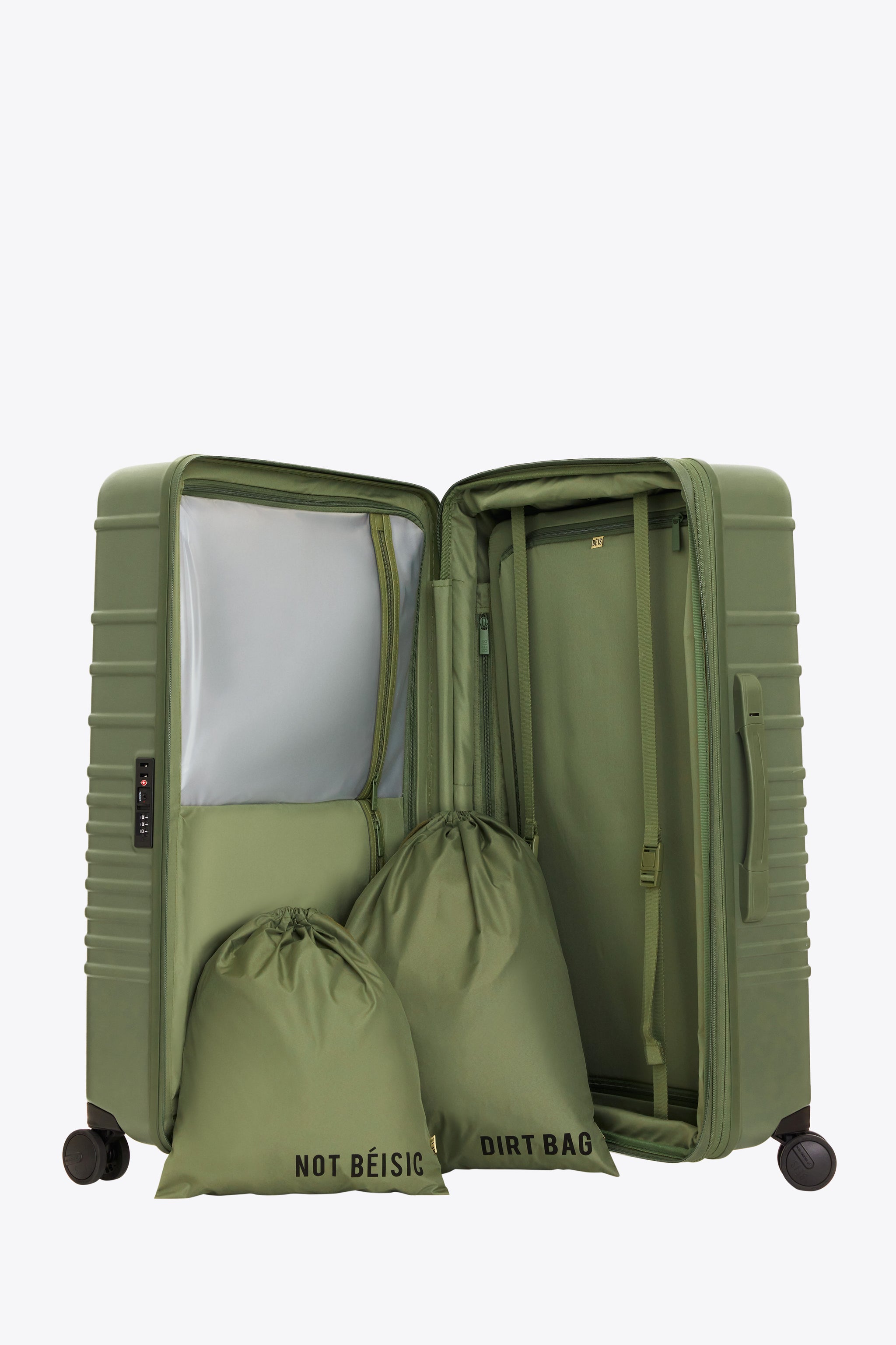 BÉIS 'The Large Check-In Roller' in Olive - Olive Green Large 29" Check-In Suitcase & Large Luggage
