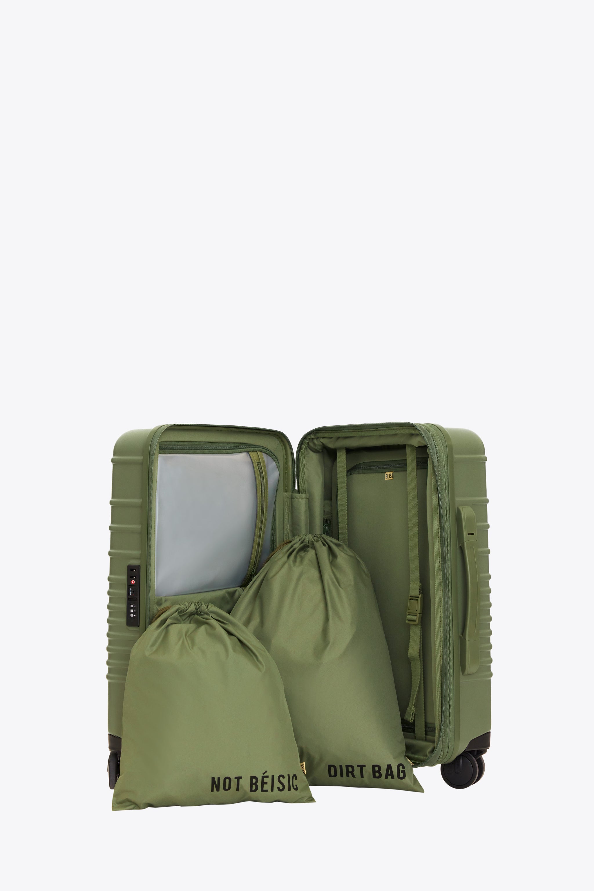 BÉIS 'The Carry-On Roller' in Olive - Olive Green Carry-On Luggage ...