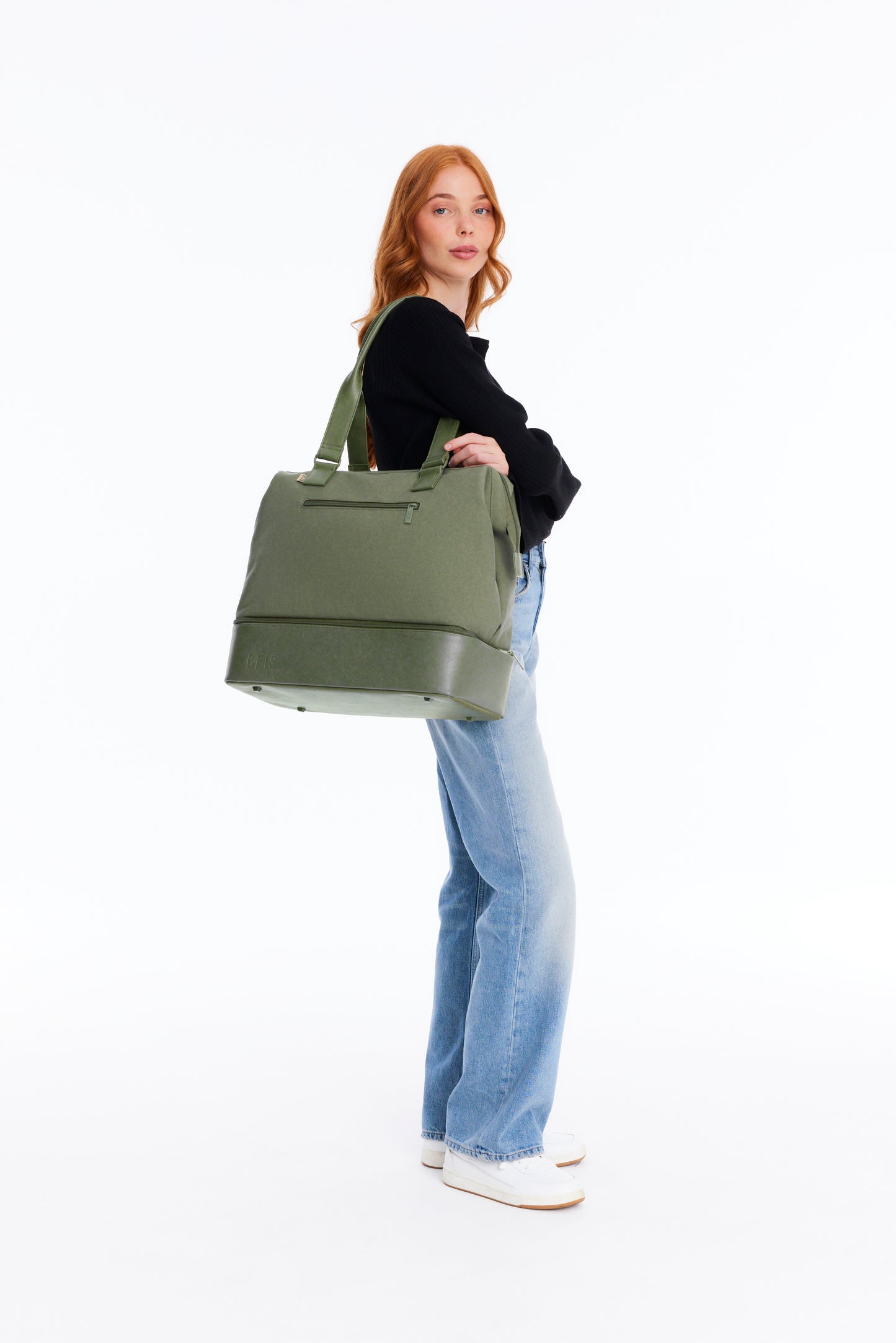 BÉIS 'The Mini Weekender' in Olive - Small Olive Green Duffle