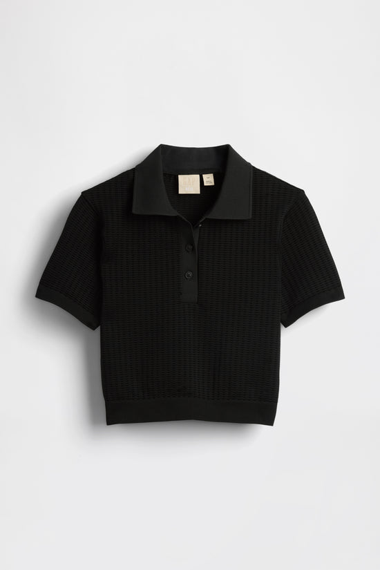 GAP X BEIS Seamless Cropped Polo in Black