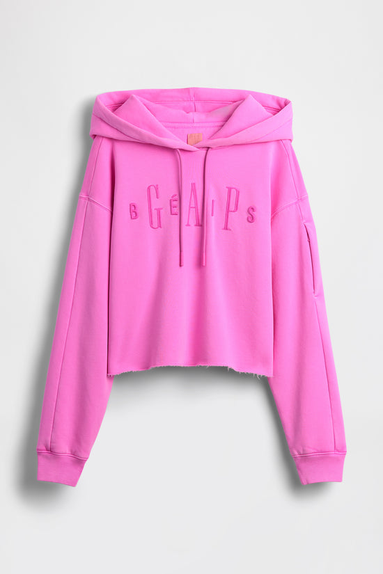 GAP X BEIS Cropped Logo Hoodie Raw Hem in Budding Lilac