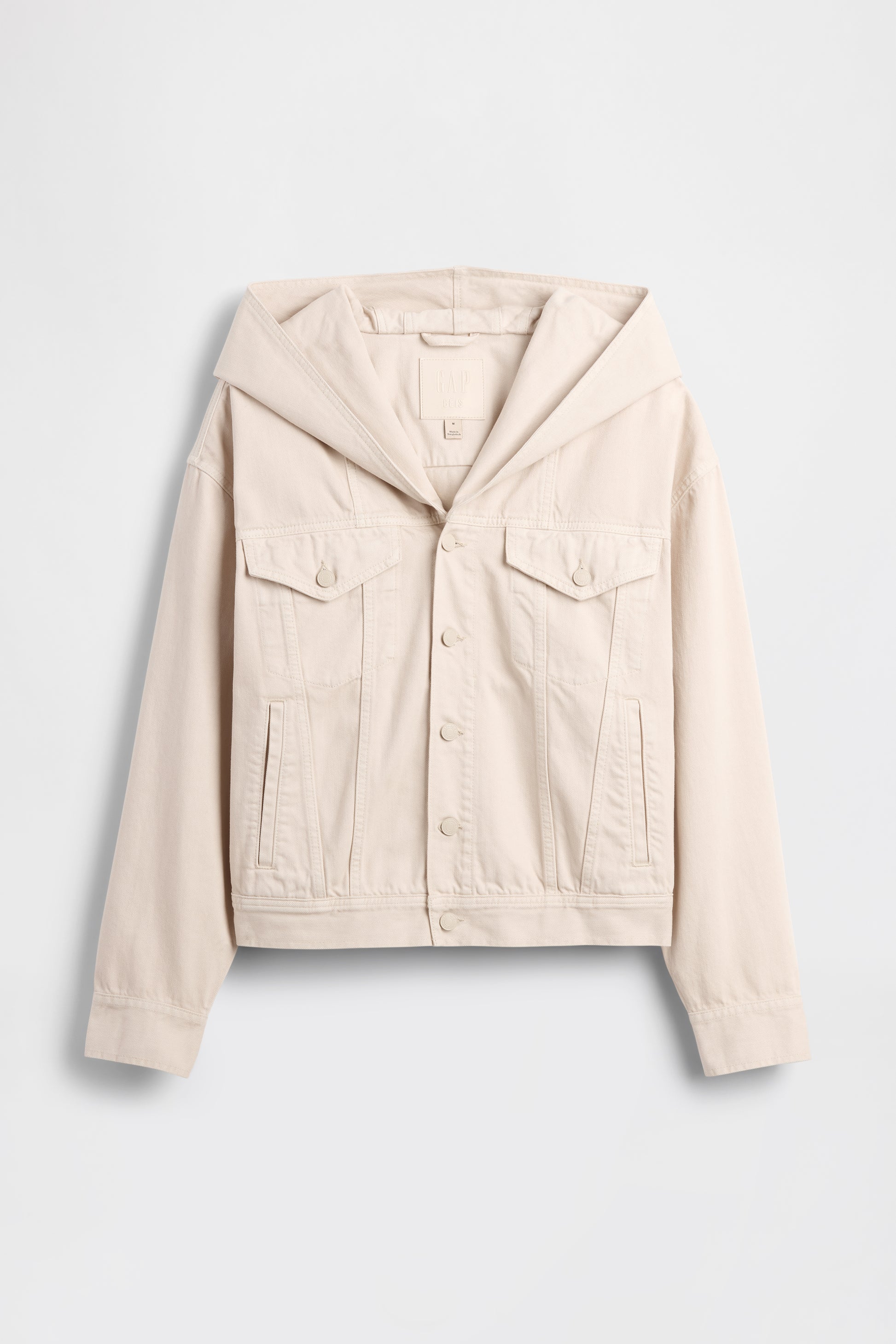 GAP X BEIS Hooded Denim Jacket in Light Tundra