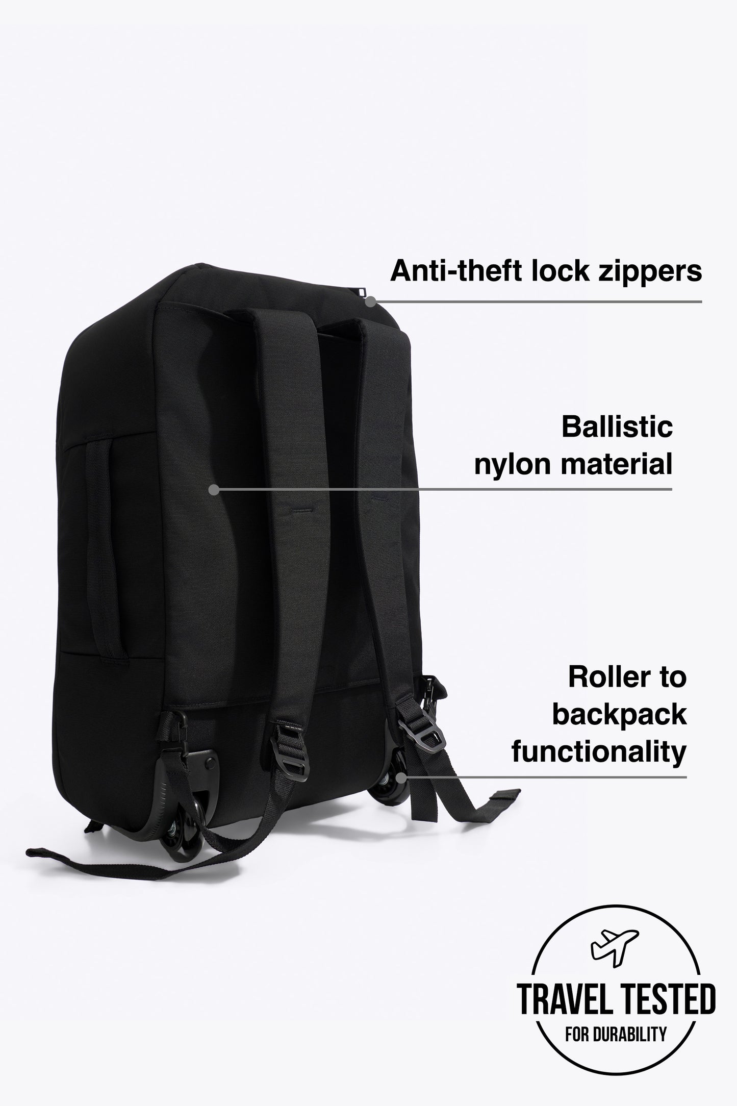 The Pro Rolling Backpack in Black