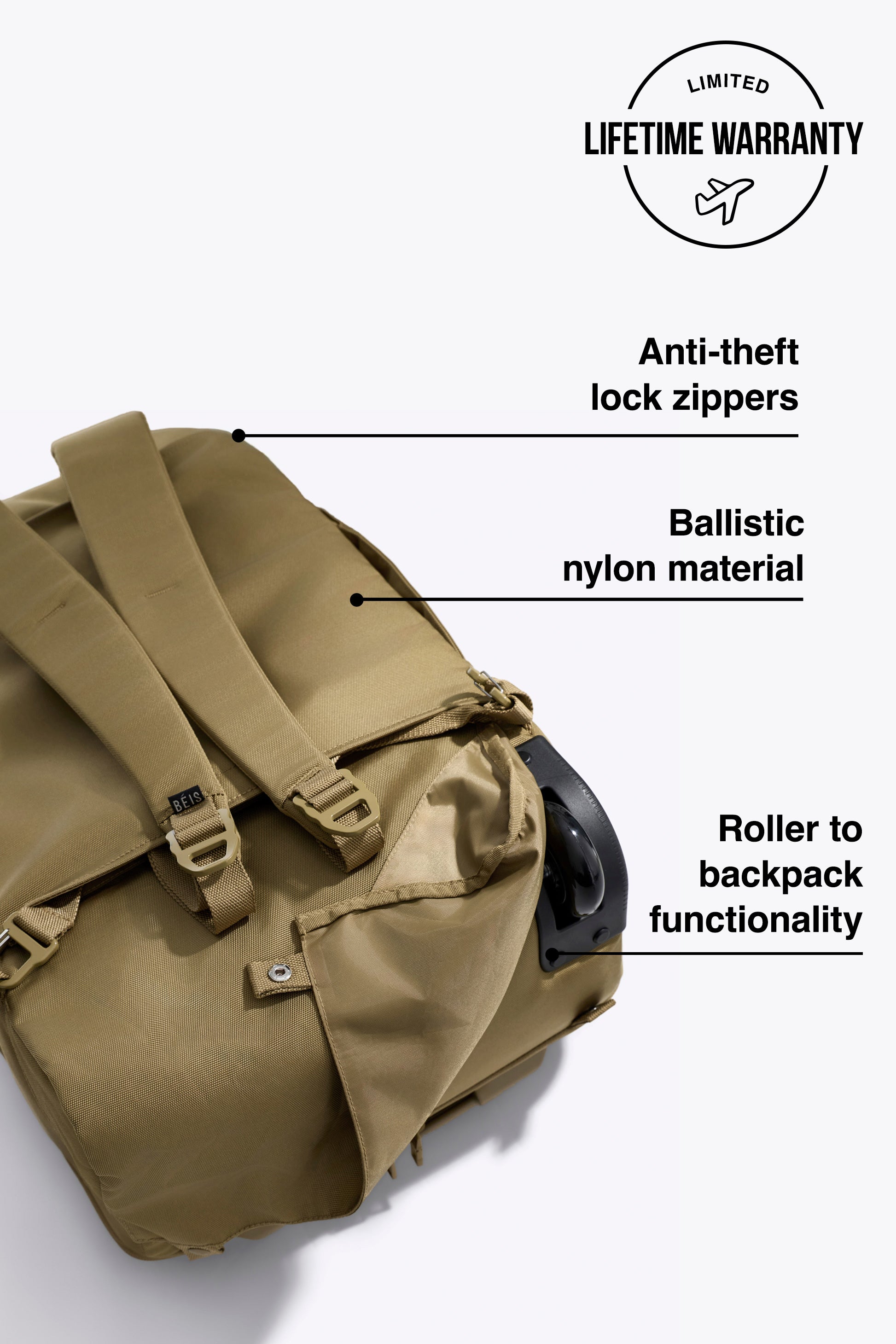 The Pro Rolling Backpack in Khaki