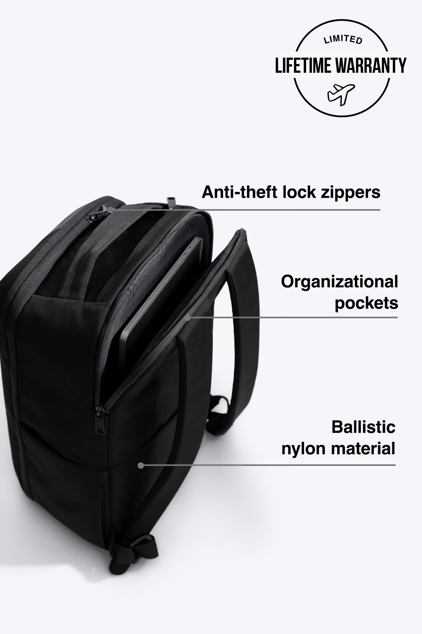 beis travel expandable backpack The Pro Travel Backpack in Black