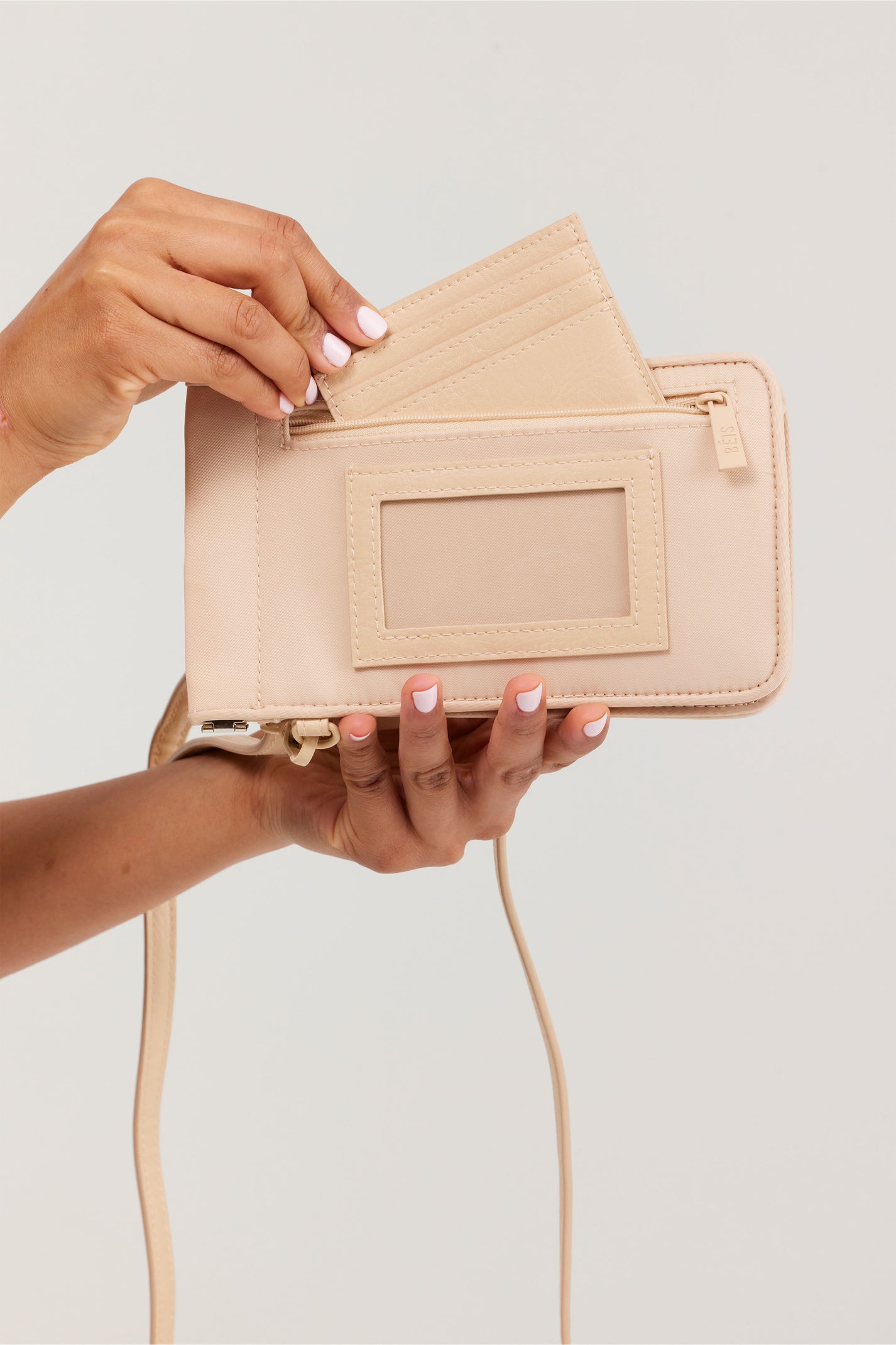 BÉIS 'The ID Crossbody Bag' In Beige - Crossbody Bag With ID Pocket