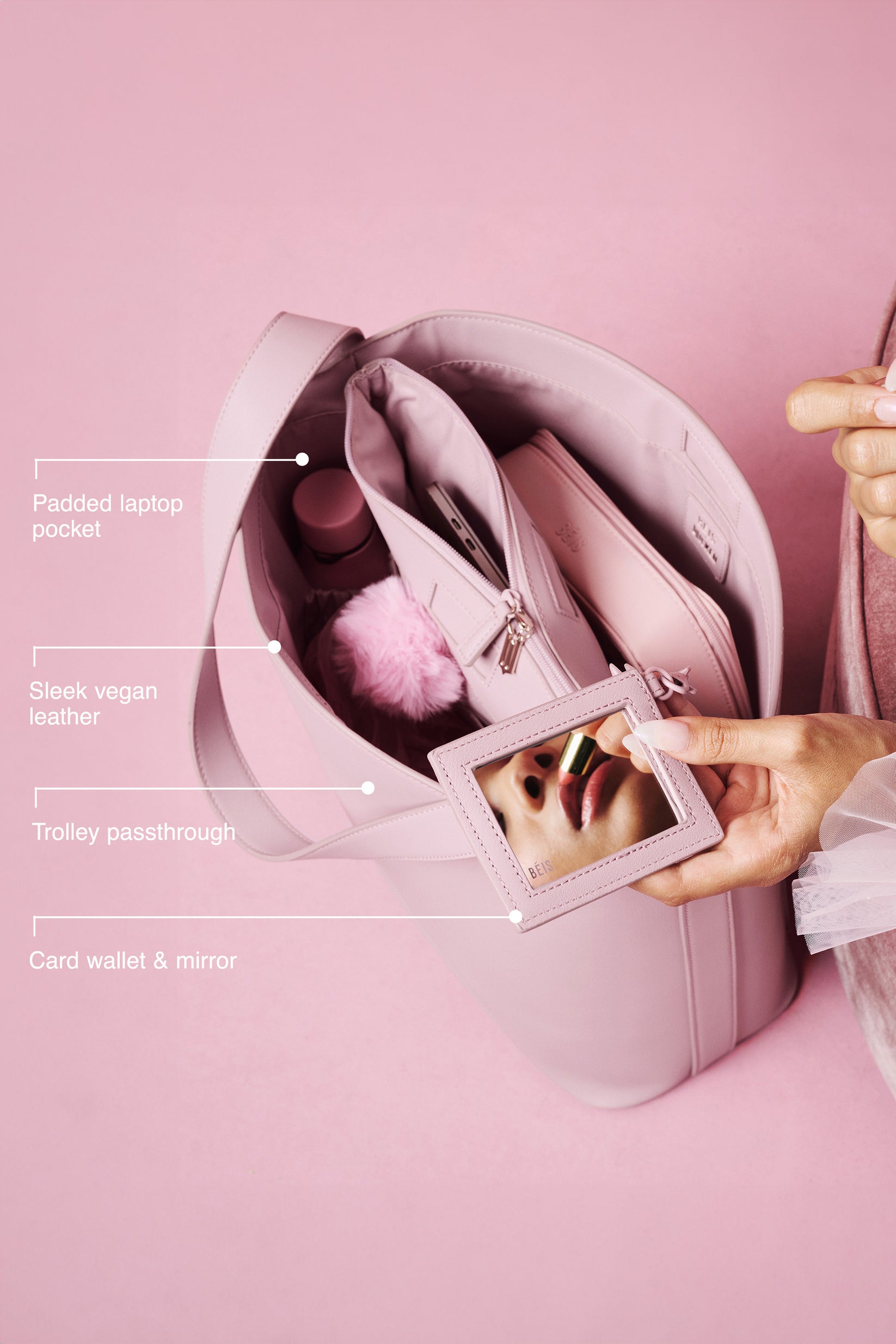 BÉIS 'The Wicked Tote' in Wicked Pink - Sleek Pink Tote Bag for Work ...