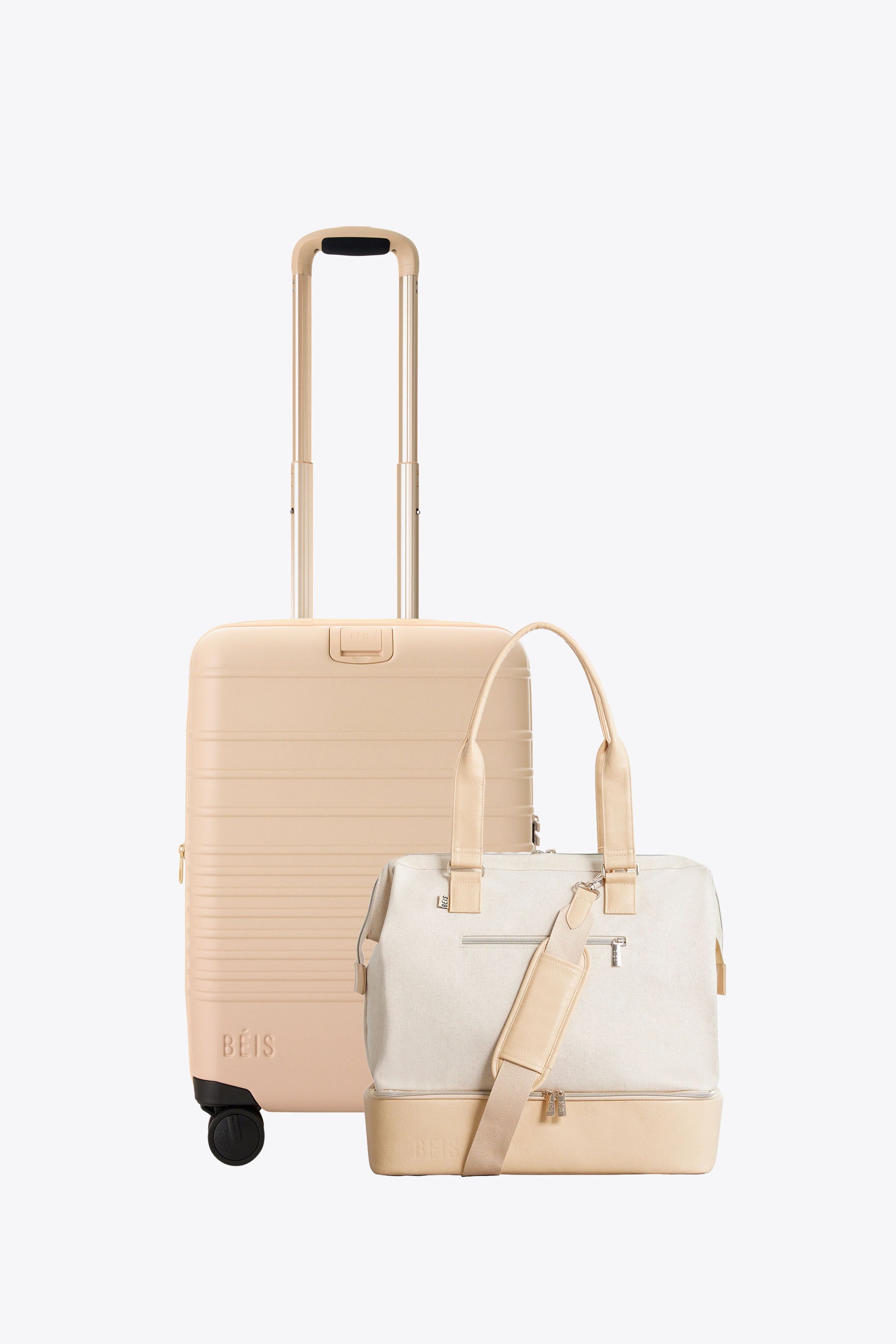 BÉIS 'The Carry-On Starter Set' in Beige - Carry On Roller & Mini BÉIS 'The Carry-On Starter Set' in Beige - Carry On Roller & Mini