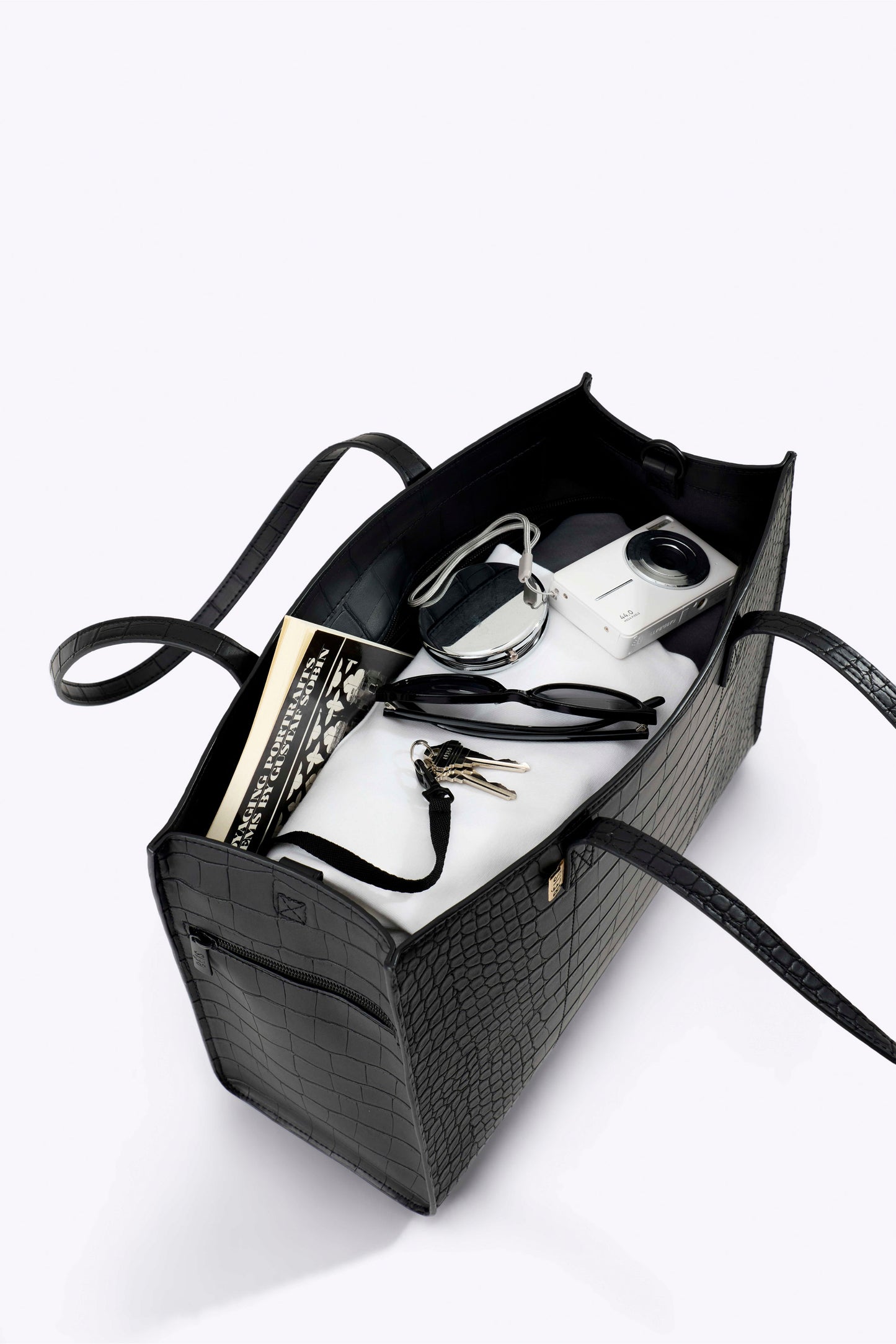 The Work Tote in Black Croc