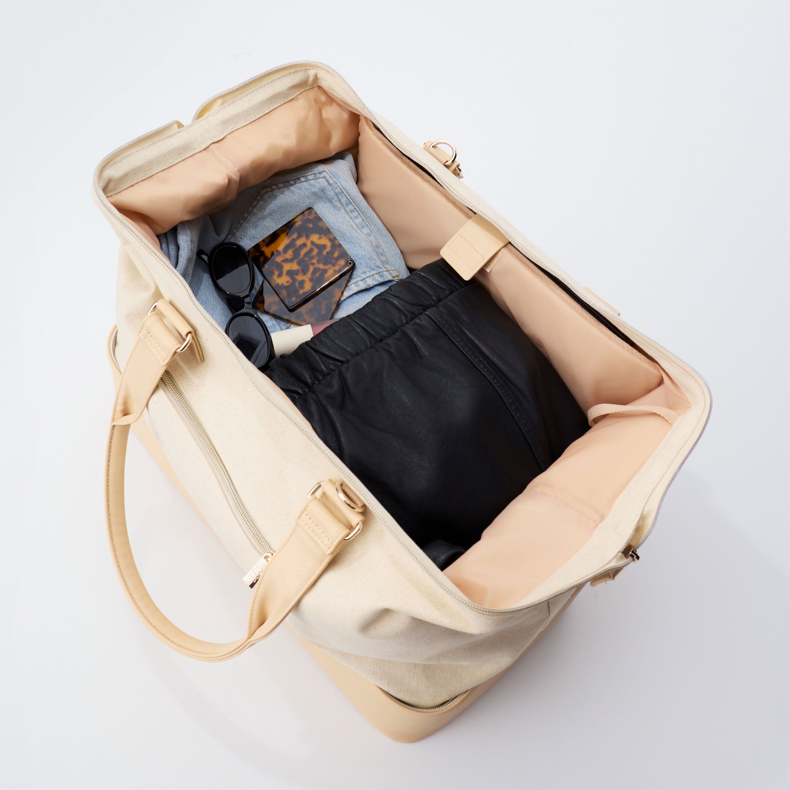 BÉIS 'The Mini Weekender' In Beige - Small Beige Weekender Bag