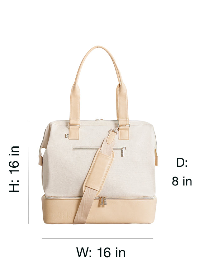 B IS The Mini Weekender In Beige Small Beige Weekender Bag