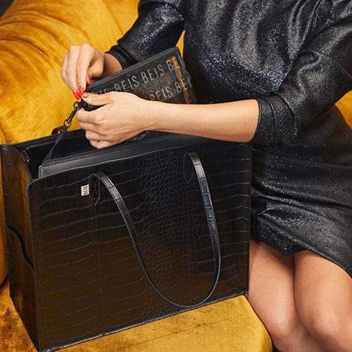 Resale The Large Work Tote in Black Croc