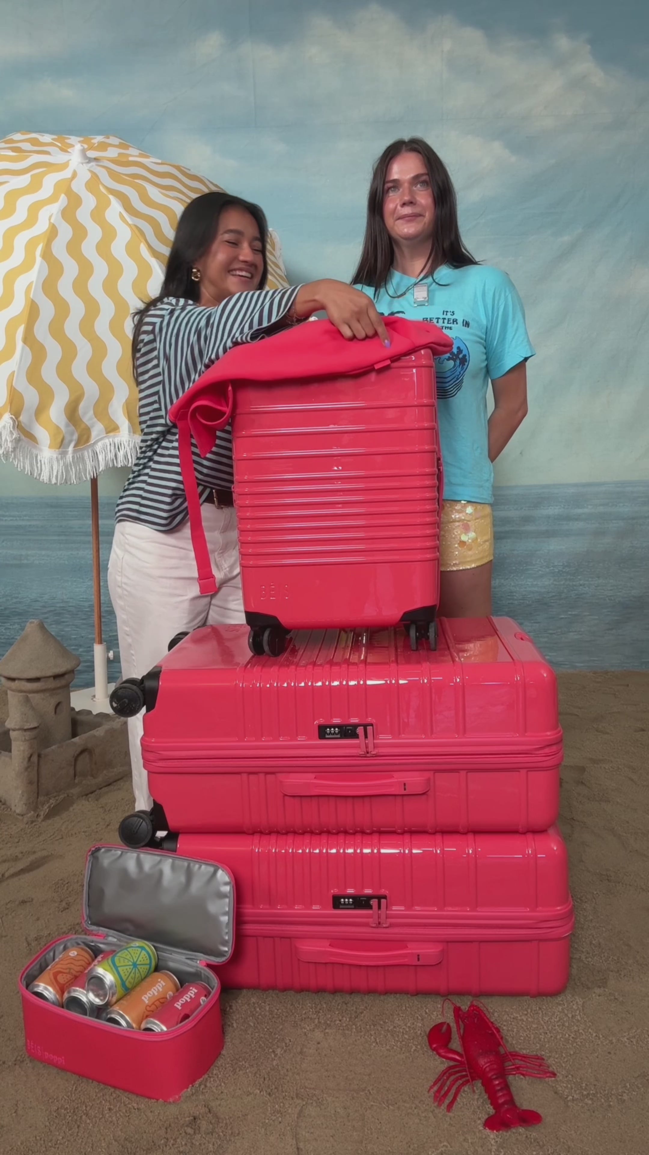BÉIS x poppi The Large Check-In Luggage Cover in Fruit Punch
