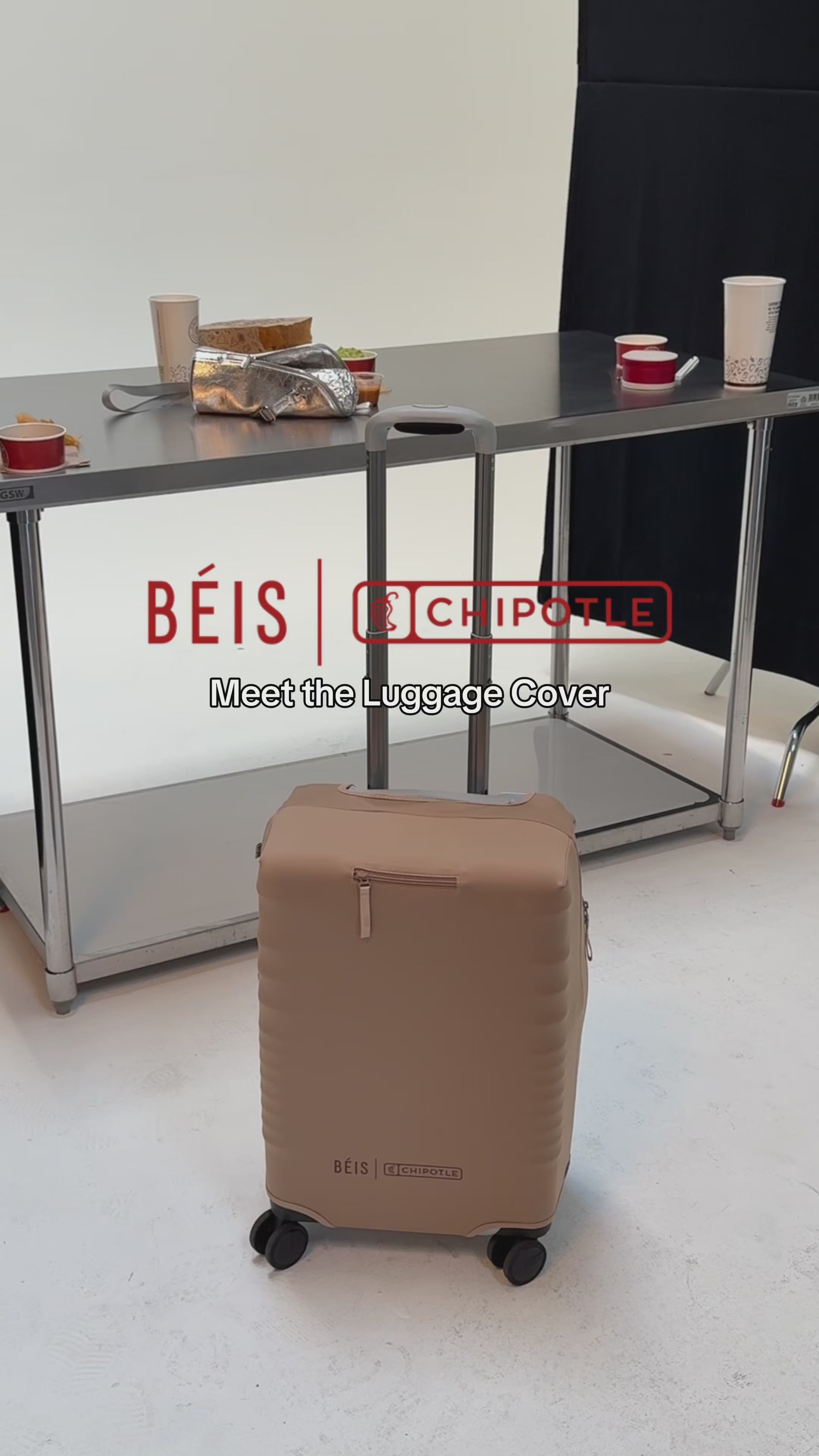 BÉIS x Chipotle 'The Carry-On Cover' in Brown - Brown Luggage