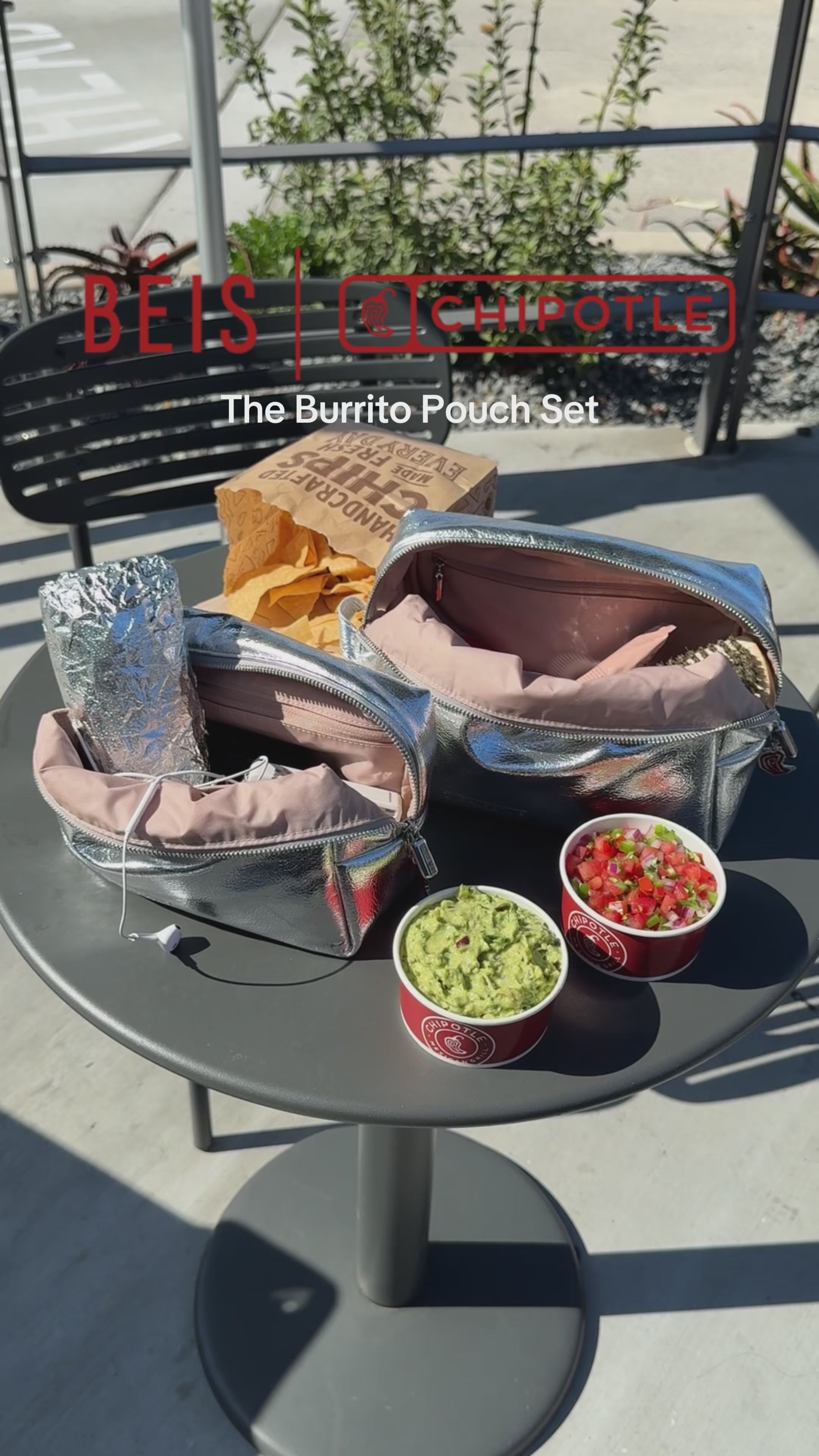 BÉIS x Chipotle 'The Pouch Set' in Metallic - Silver Makeup