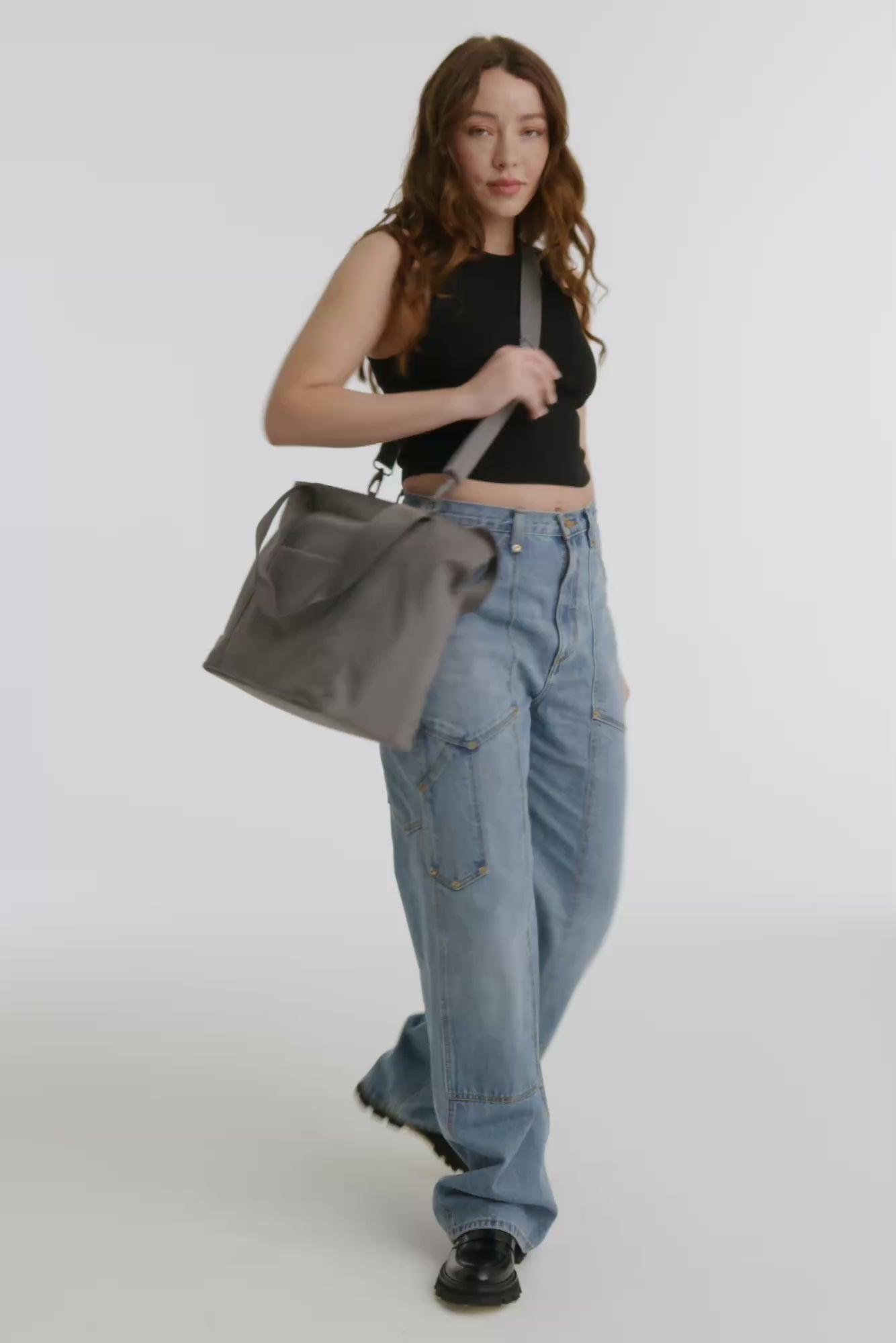 BEIS The BEISICS Tote in Grey Large Grey Tote Bag With Zipper