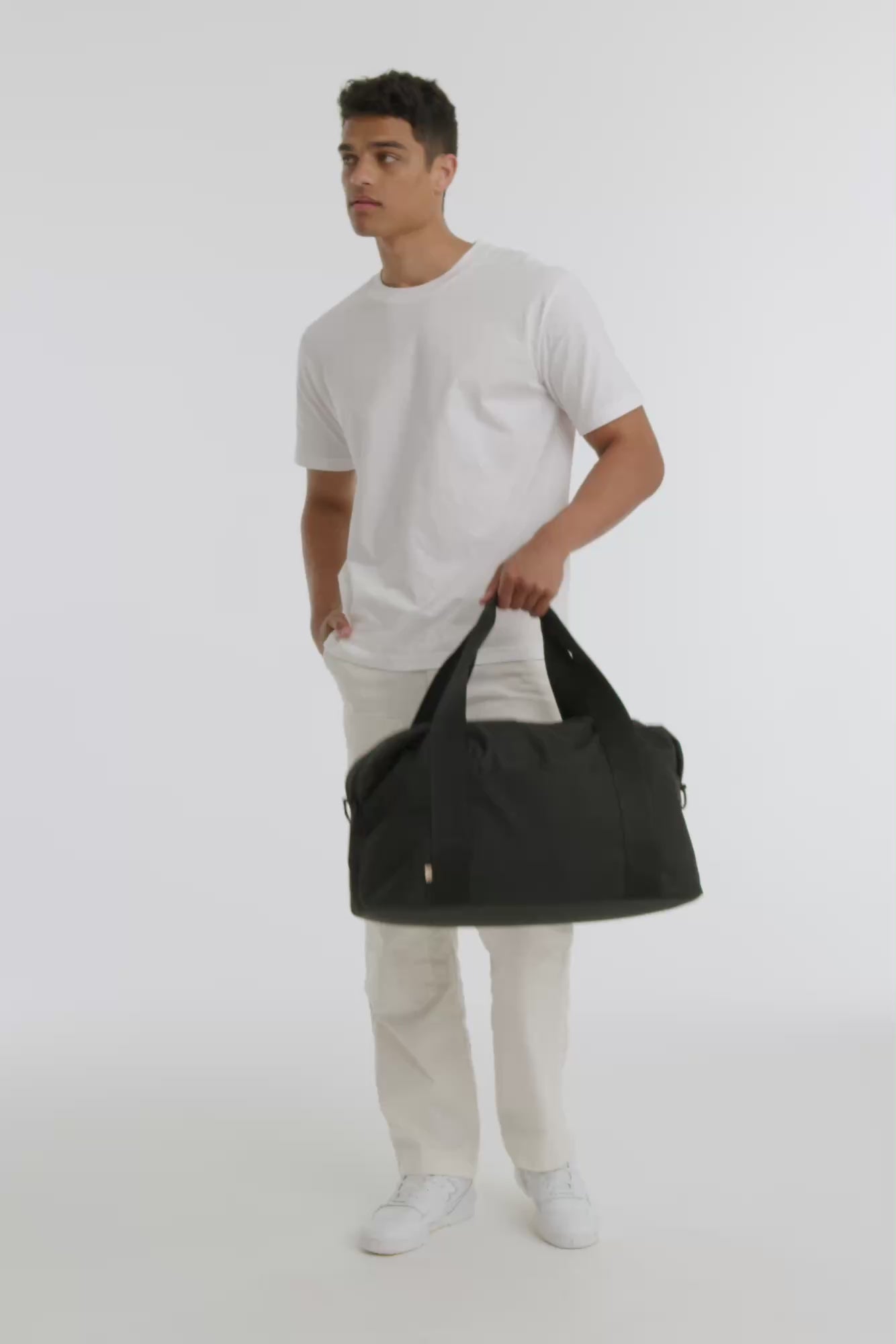 B IS The BEISICS Duffle in Black Large Travel Duffle Bag in Black