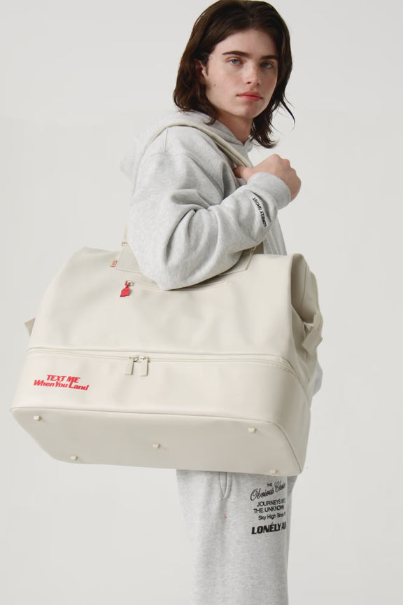 BÉIS x Lonely Ghost 'The Weekender' in Ghost White - White Overnight Bag & Travel Weekender Bag