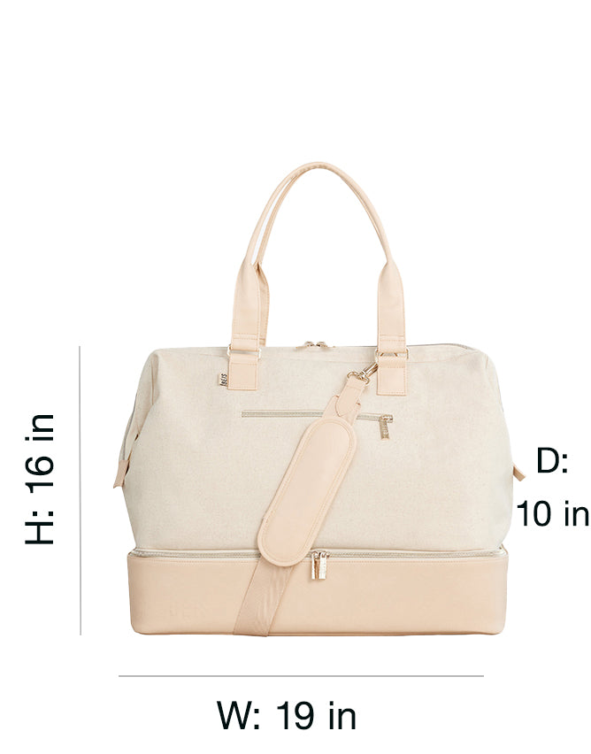 B IS The Mini Weekender In Beige Small Beige Weekender Bag