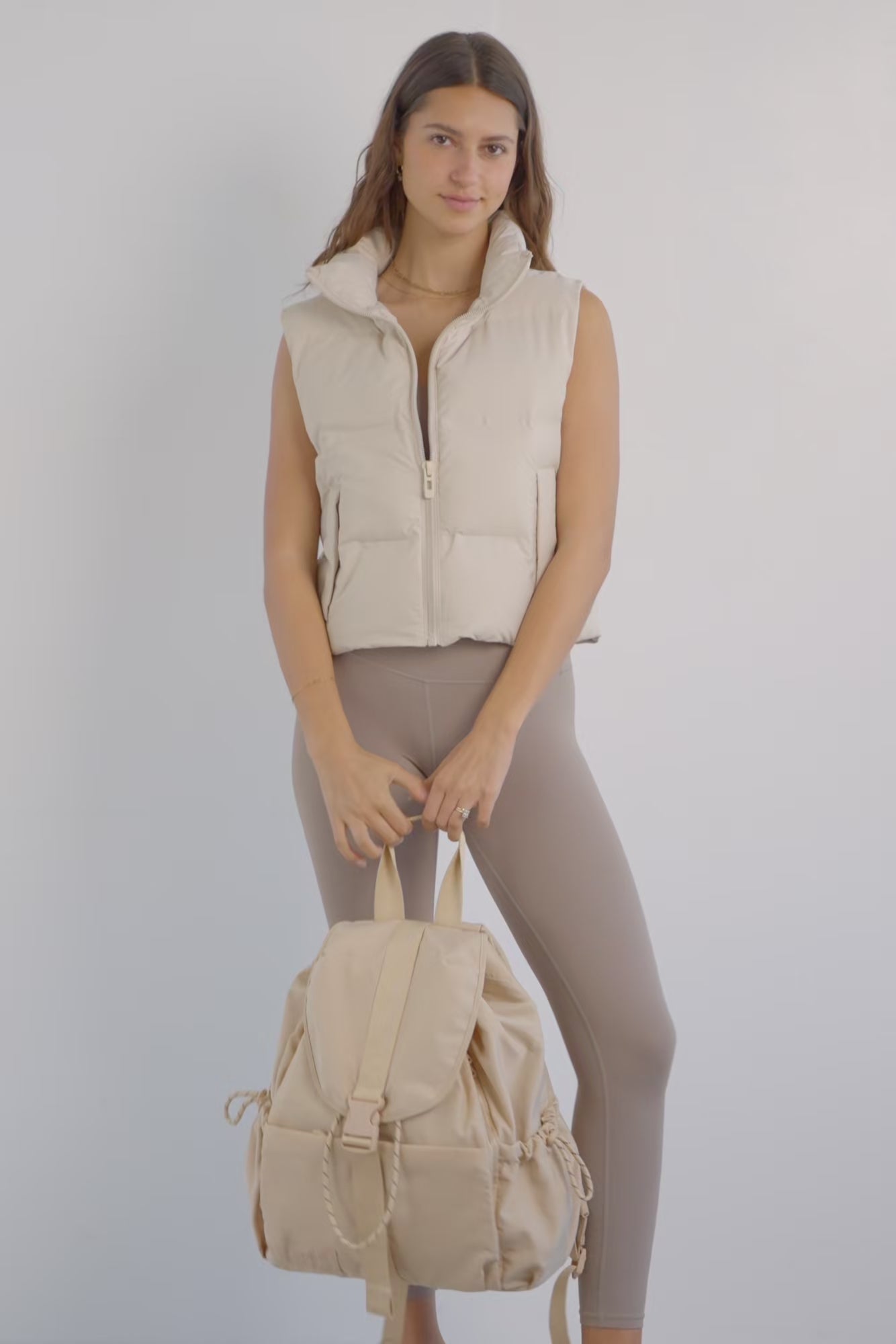 BÉIS 'The Sport Backpack' in Beige - Chic Tennis Inspired Backpack