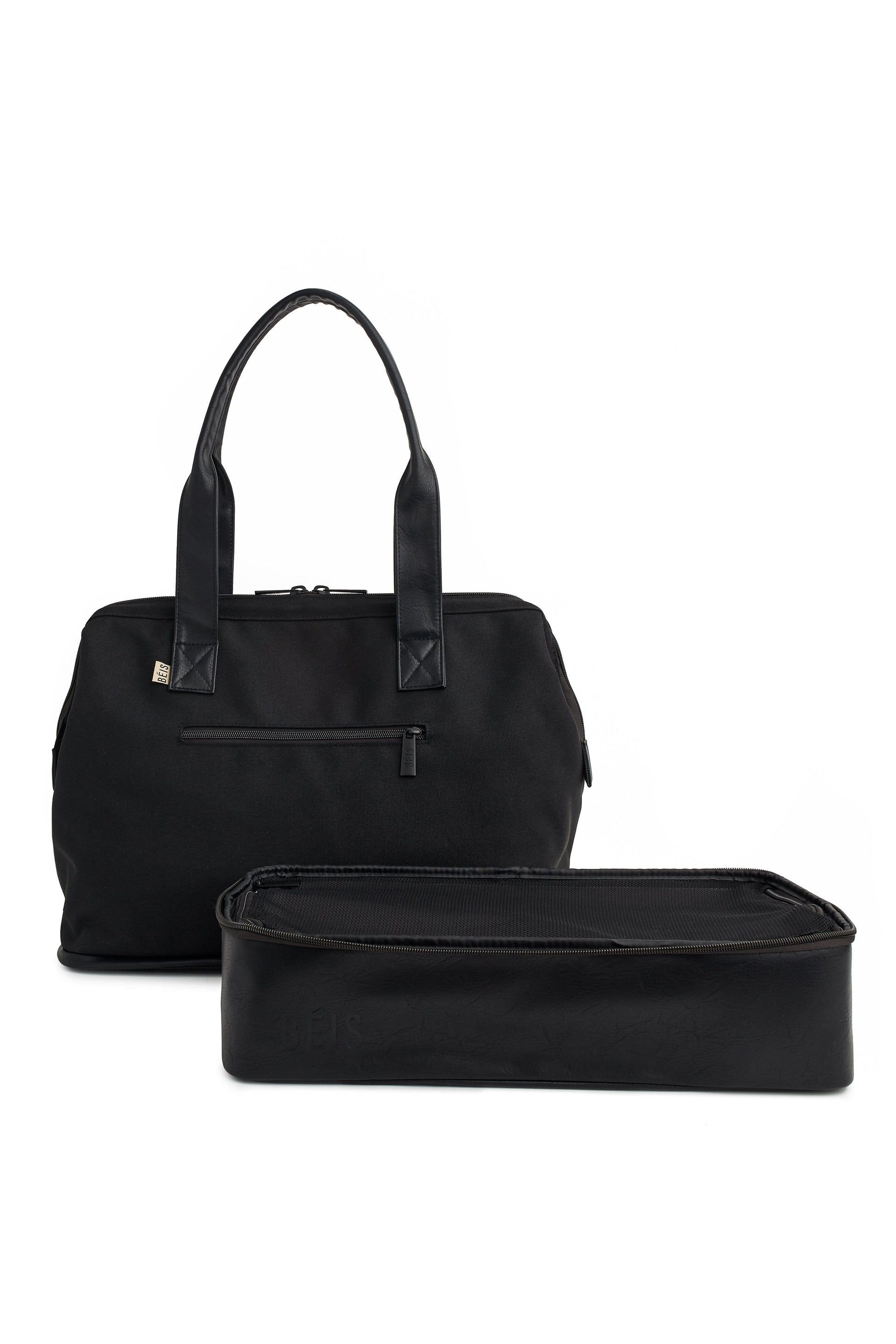 Convertible Mini Weekender Black Front Removable Bottom Compartment