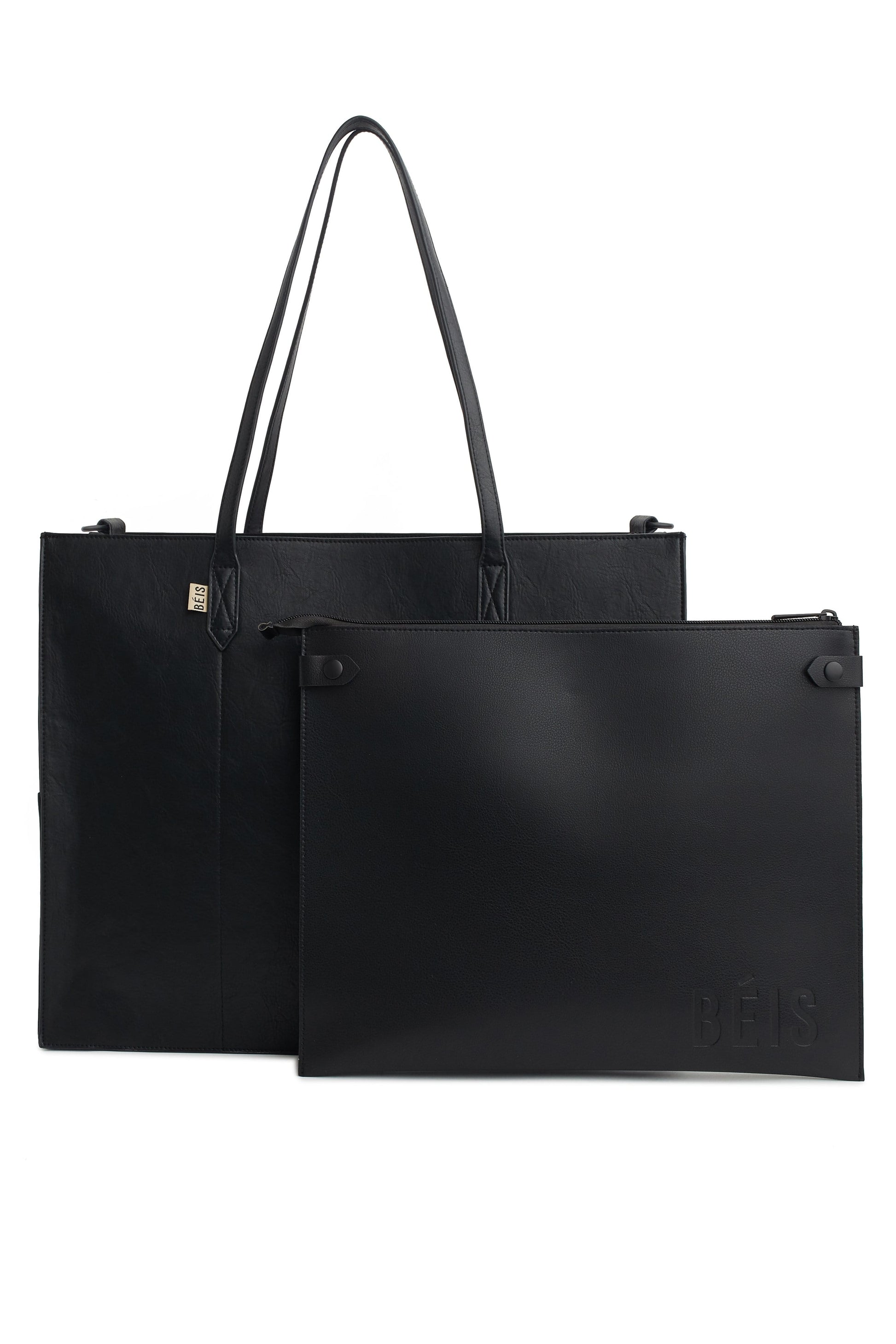 Work Tote Black Front with Removable Black Pouch