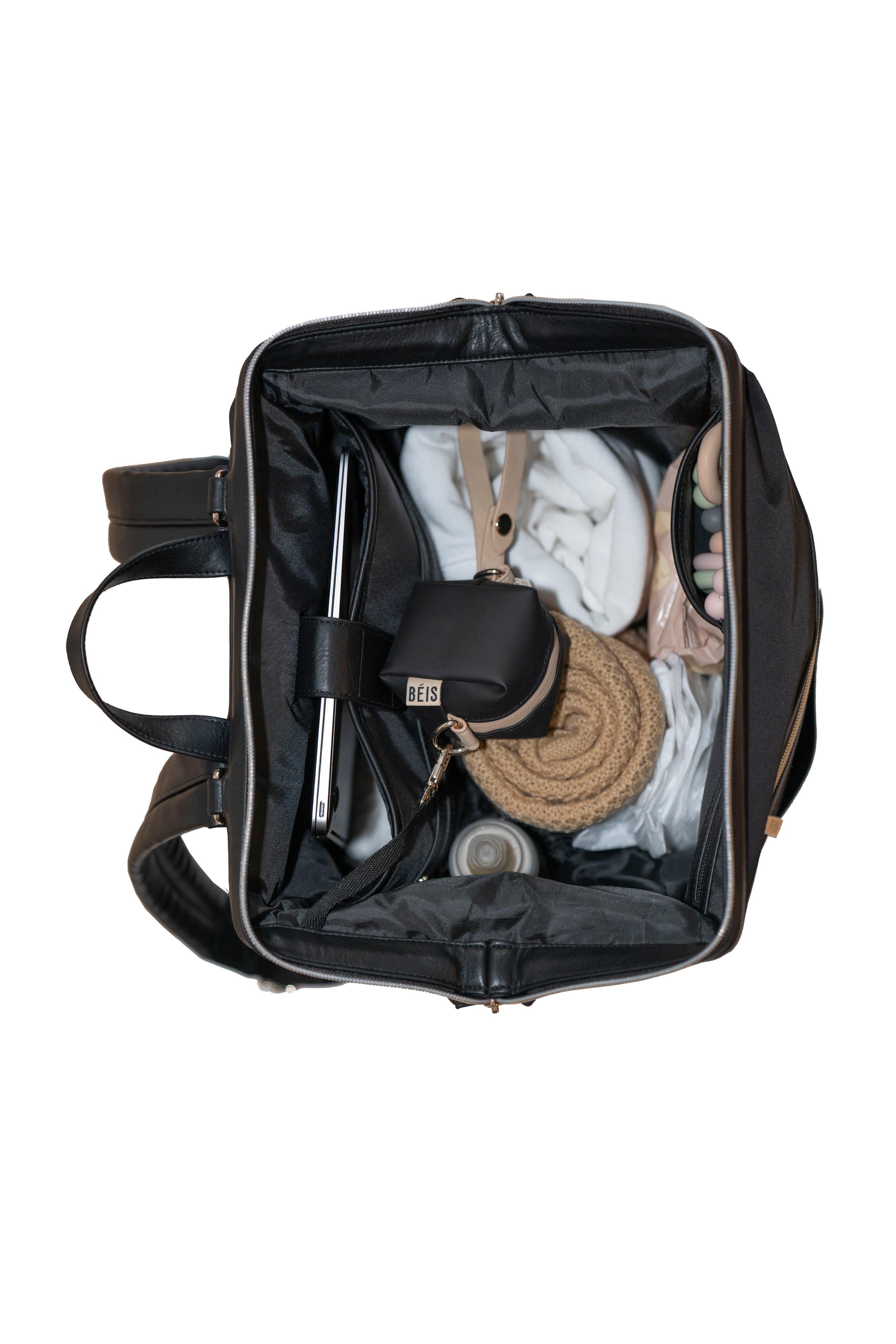 Pedia Backpack BÉIS 'The Diaper Backpack' in Black - Black Diaper Bag & Diaper Backpack