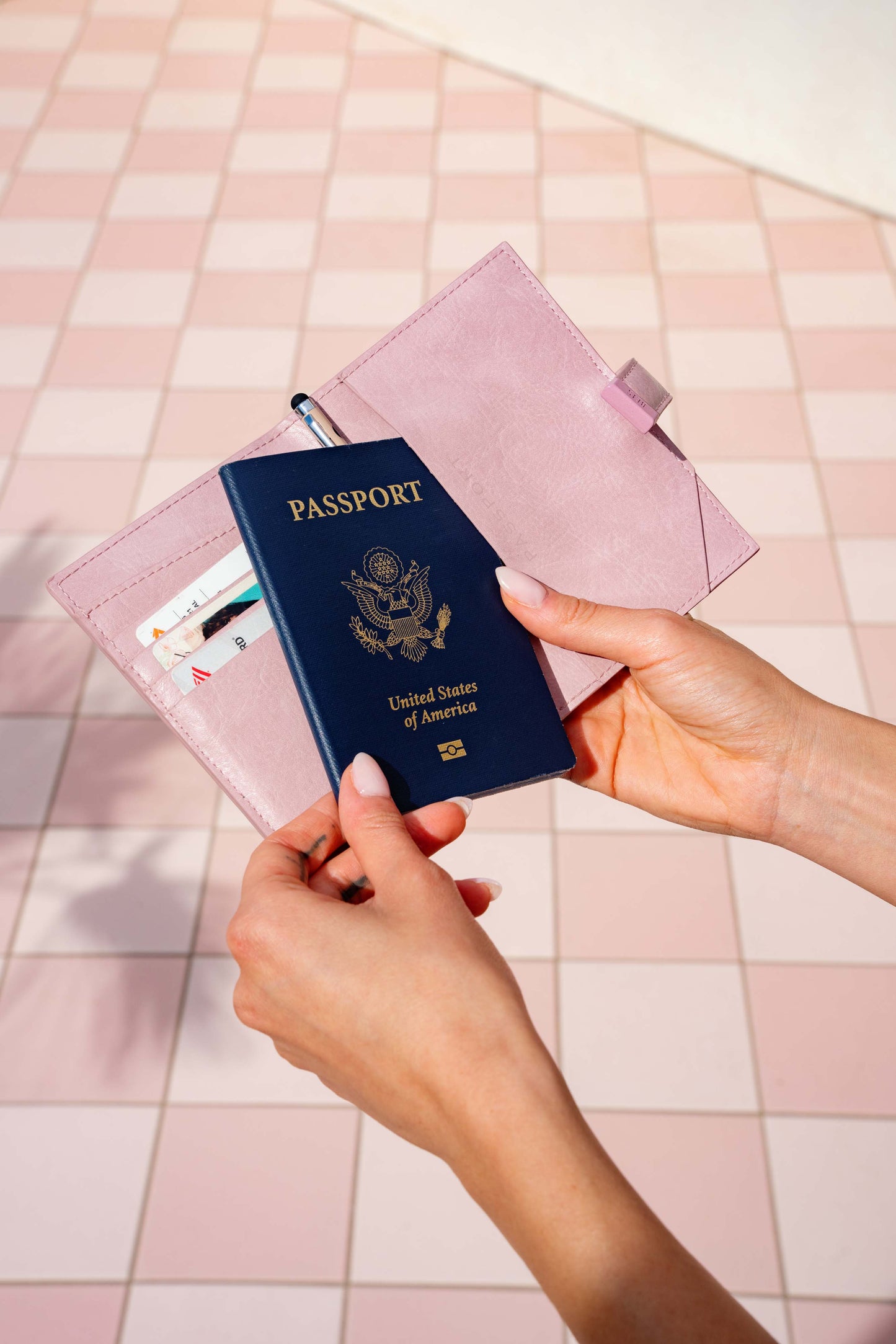 The Passport & Luggage Tag Set in Atlas Pink