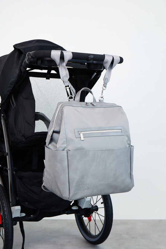 BÉIS 'The Backpack Diaper Bag' in Grey - Chic Diaper Backpack
